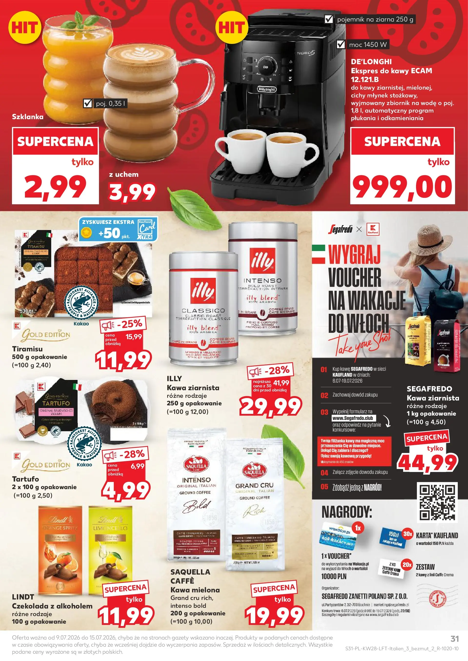 Kaufland gazetka (09.07.2026) - od jutra | Strona: 31 | Produkty: Ekspres do kawy, Kawa, Czekolada, Limoncello Kaufland gazetka od 09.07.2026 - od jutra PDF | Strona: 31 | Produkty: Ekspres do kawy, Kawa, Czekolada, Limoncello