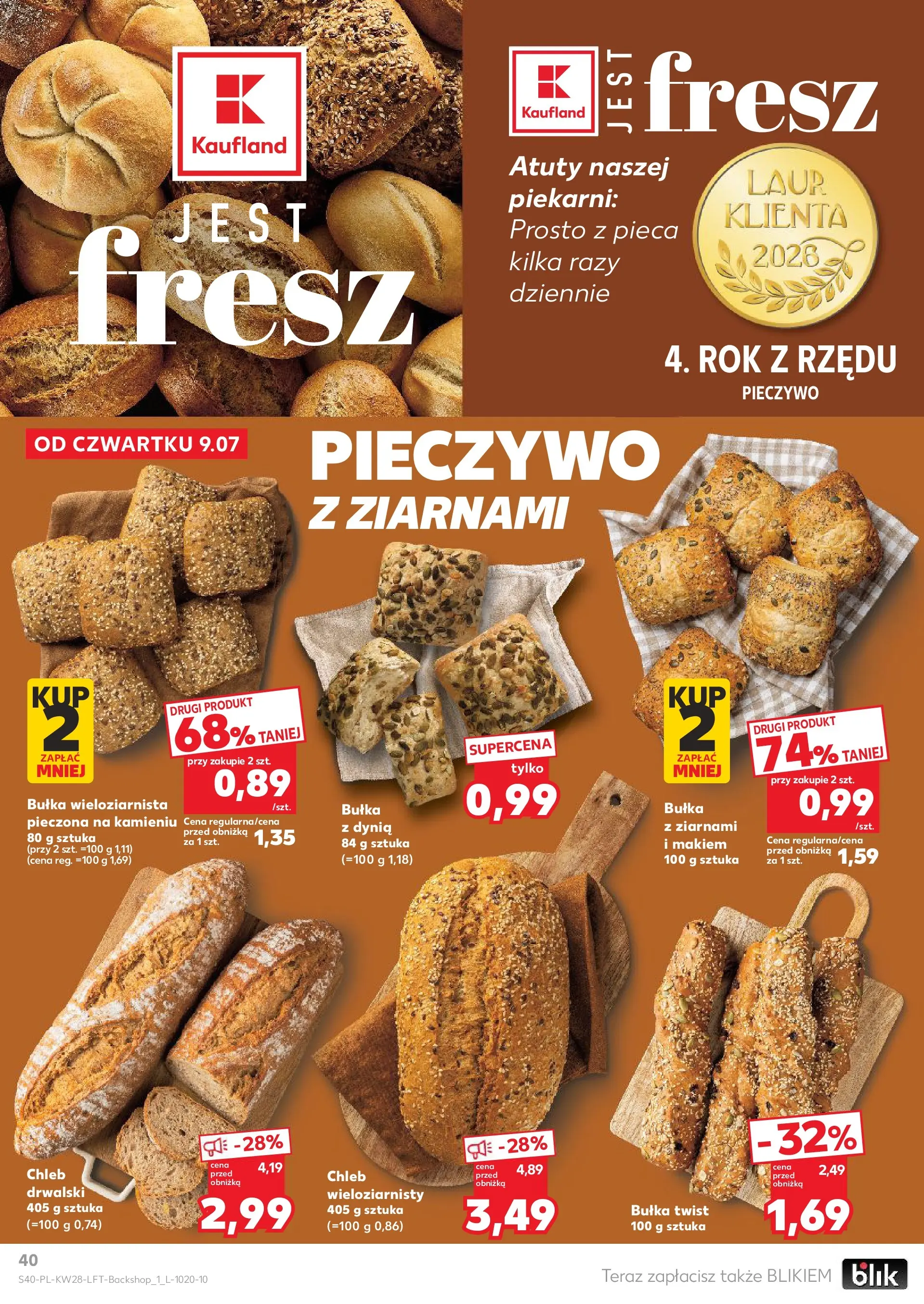 Kaufland gazetka (09.07.2026) - od jutra | Strona: 40 | Produkty: Pieczywo, Dynia, Chleb, Chleb wieloziarnisty Kaufland gazetka od 09.07.2026 - od jutra PDF | Strona: 40 | Produkty: Pieczywo, Dynia, Chleb, Chleb wieloziarnisty