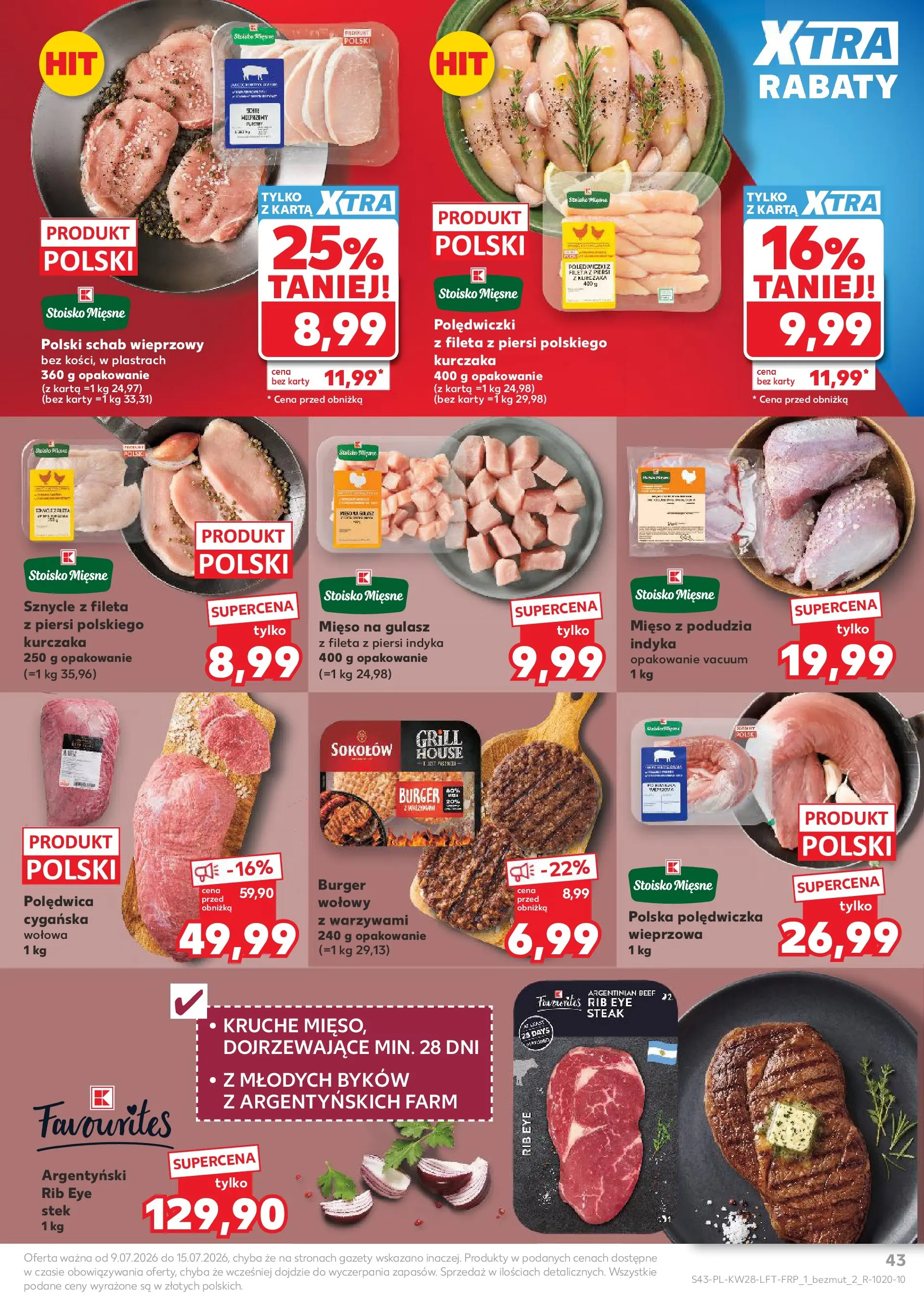 Kaufland gazetka (09.07.2026) - od jutra | Strona: 43 | Produkty: Karta, Schab, Schab wieprzowy, Mięso na gulasz Kaufland gazetka od 09.07.2026 - od jutra PDF | Strona: 43 | Produkty: Karta, Schab, Schab wieprzowy, Mięso na gulasz