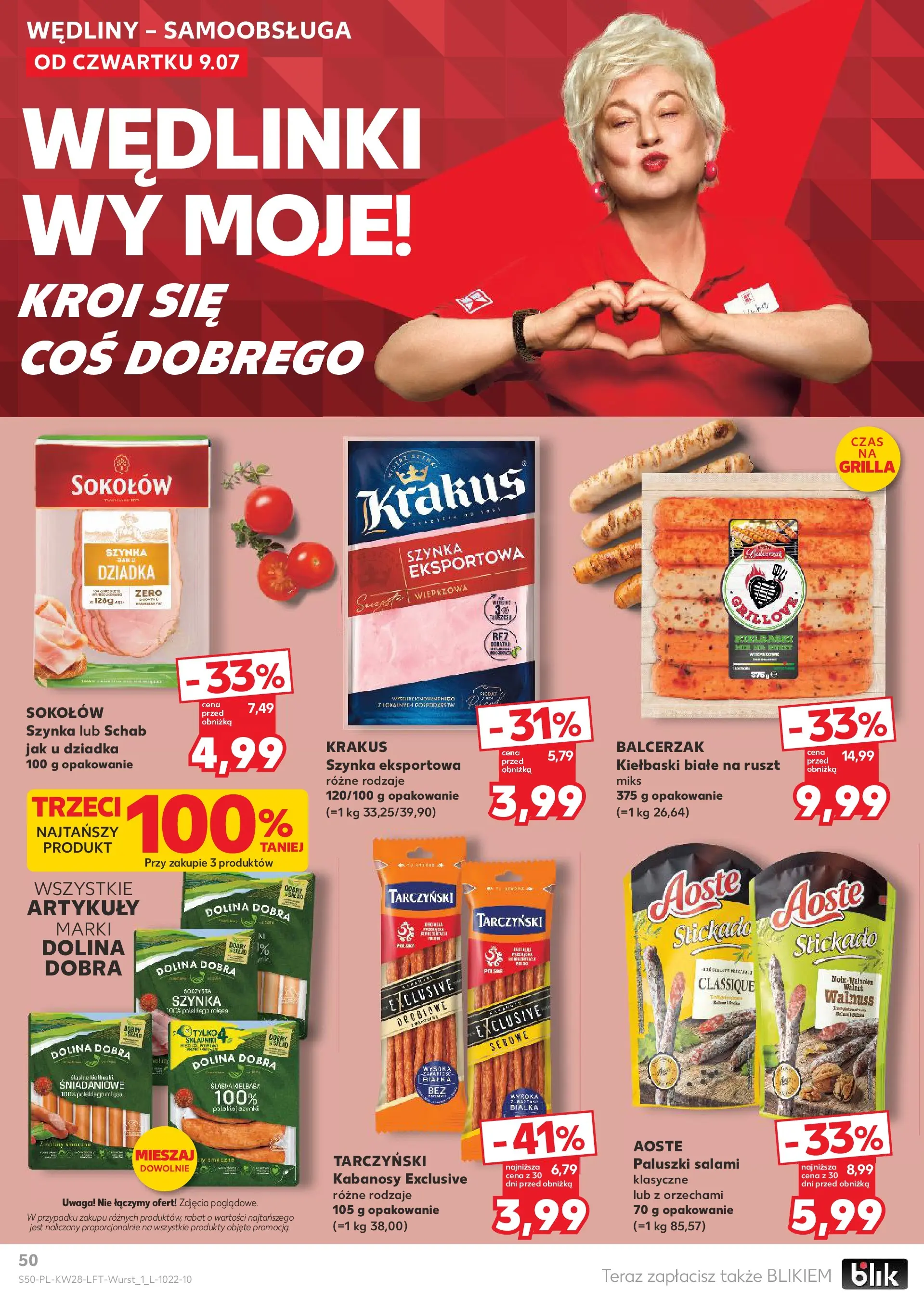Kaufland gazetka (09.07.2026) - od jutra | Strona: 50 | Produkty: Schab, Kabanosy, Kiełbaski, Szynka Kaufland gazetka od 09.07.2026 - od jutra PDF | Strona: 50 | Produkty: Schab, Kabanosy, Kiełbaski, Szynka
