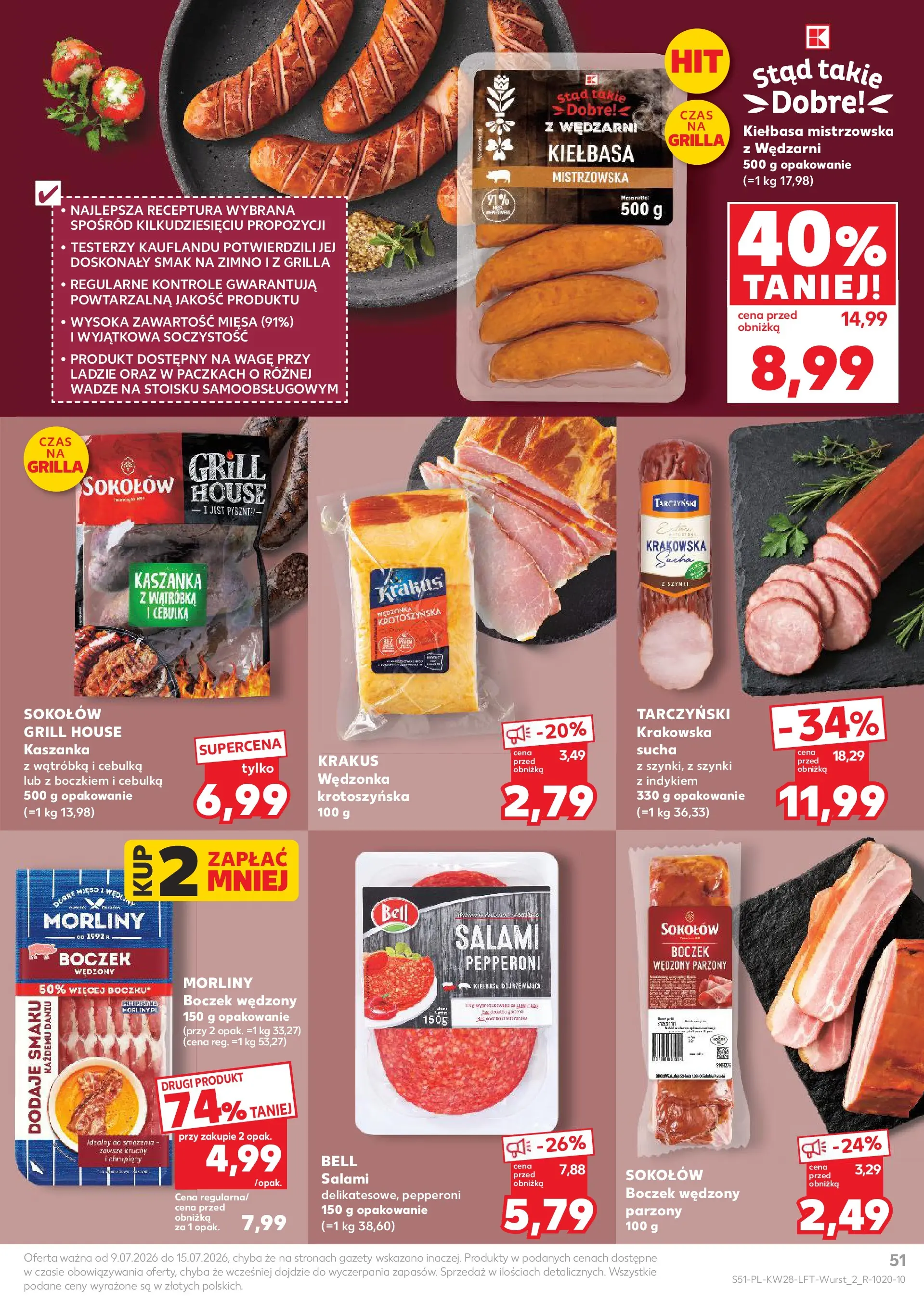 Kaufland gazetka (09.07.2026) - od jutra | Strona: 51 | Produkty: Kiełbasa, Boczek wędzony parzony, Wątróbka, Kaszanka Kaufland gazetka od 09.07.2026 - od jutra PDF | Strona: 51 | Produkty: Kiełbasa, Boczek wędzony parzony, Wątróbka, Kaszanka