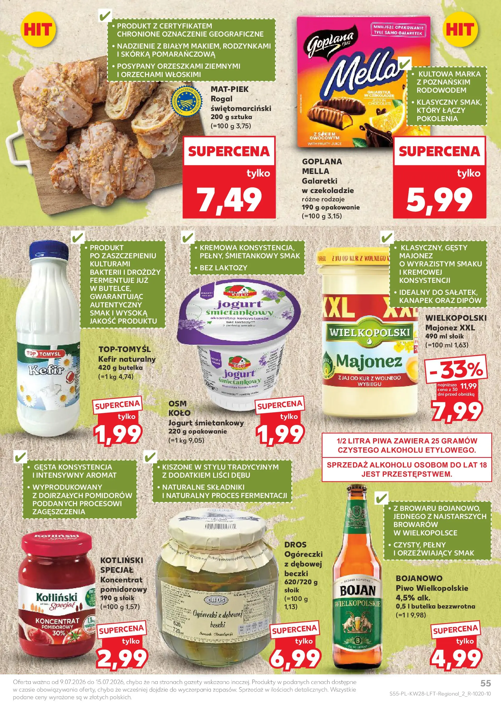 Kaufland gazetka (09.07.2026) - od jutra | Strona: 55 | Produkty: Galaretki, Jogurt, Piwo, Majonez Kaufland gazetka od 09.07.2026 - od jutra PDF | Strona: 55 | Produkty: Galaretki, Jogurt, Piwo, Majonez