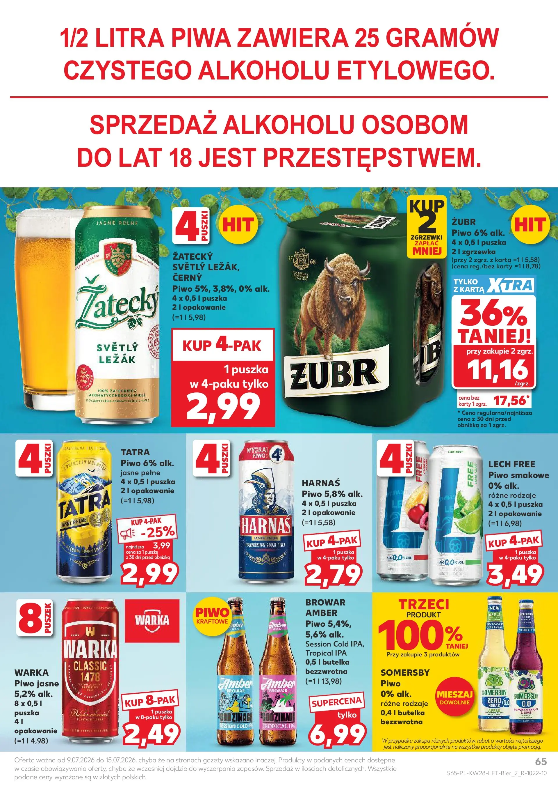 Kaufland gazetka (09.07.2026) - od jutra | Strona: 65 | Produkty: Karta, Leżak, Warka, Piwo Kaufland gazetka od 09.07.2026 - od jutra PDF | Strona: 65 | Produkty: Karta, Leżak, Warka, Piwo