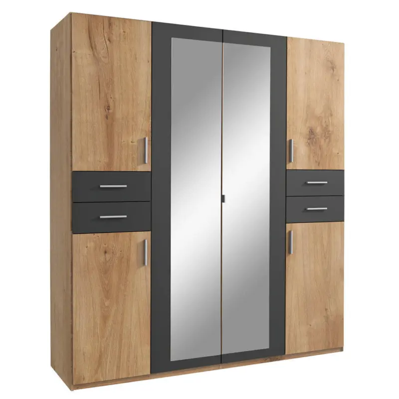 Dreht&uuml;renschrank in Graphitfarben, Eichefarben