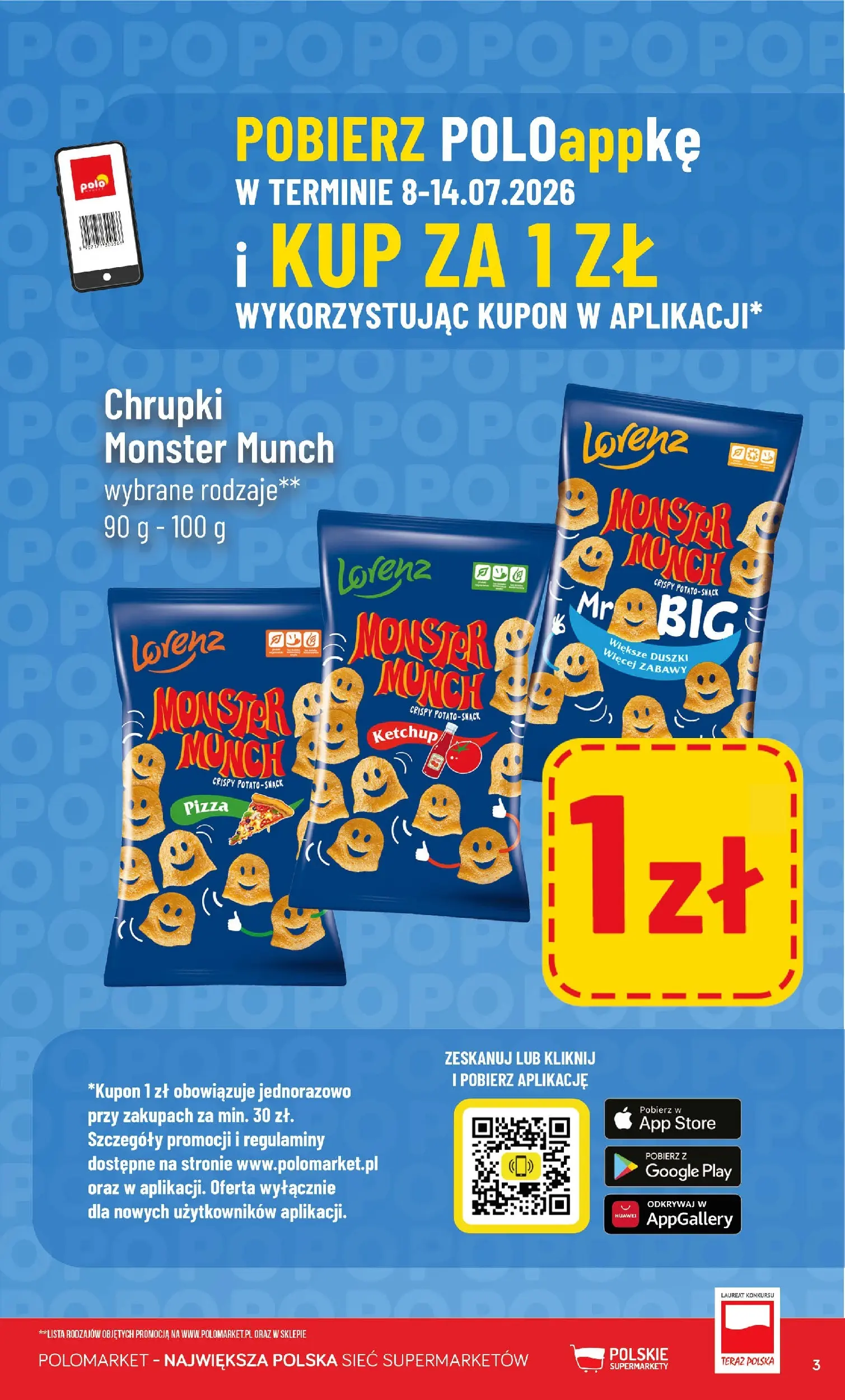 Nowa POLOmarket gazetka od jutra 08.07.2026 | Strona: 3 | Produkty: Ketchup, Chrupki, Pizza