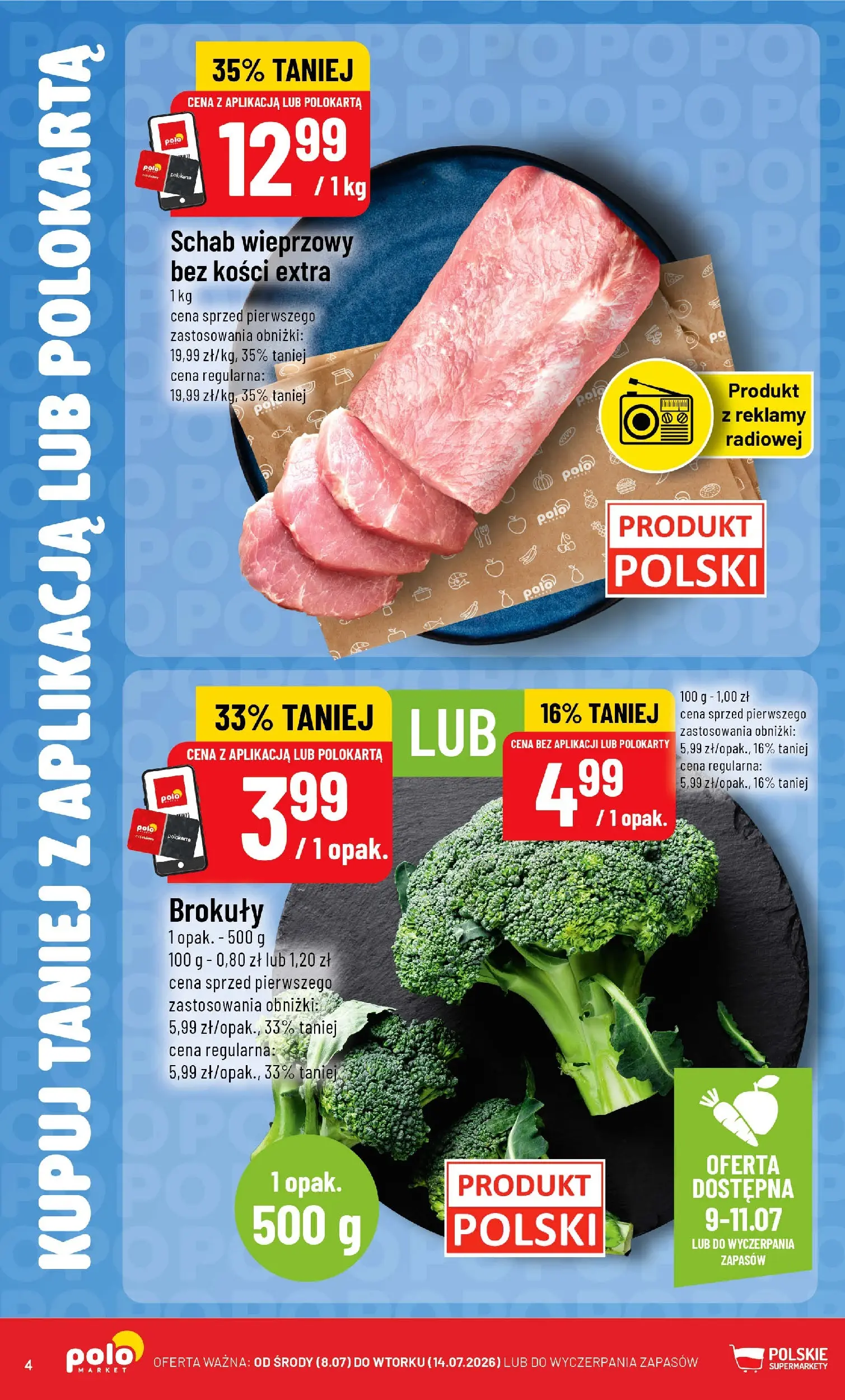 Nowa POLOmarket gazetka od jutra 08.07.2026 | Strona: 4 | Produkty: Schab, Schab wieprzowy, Schab wieprzowy bez kości