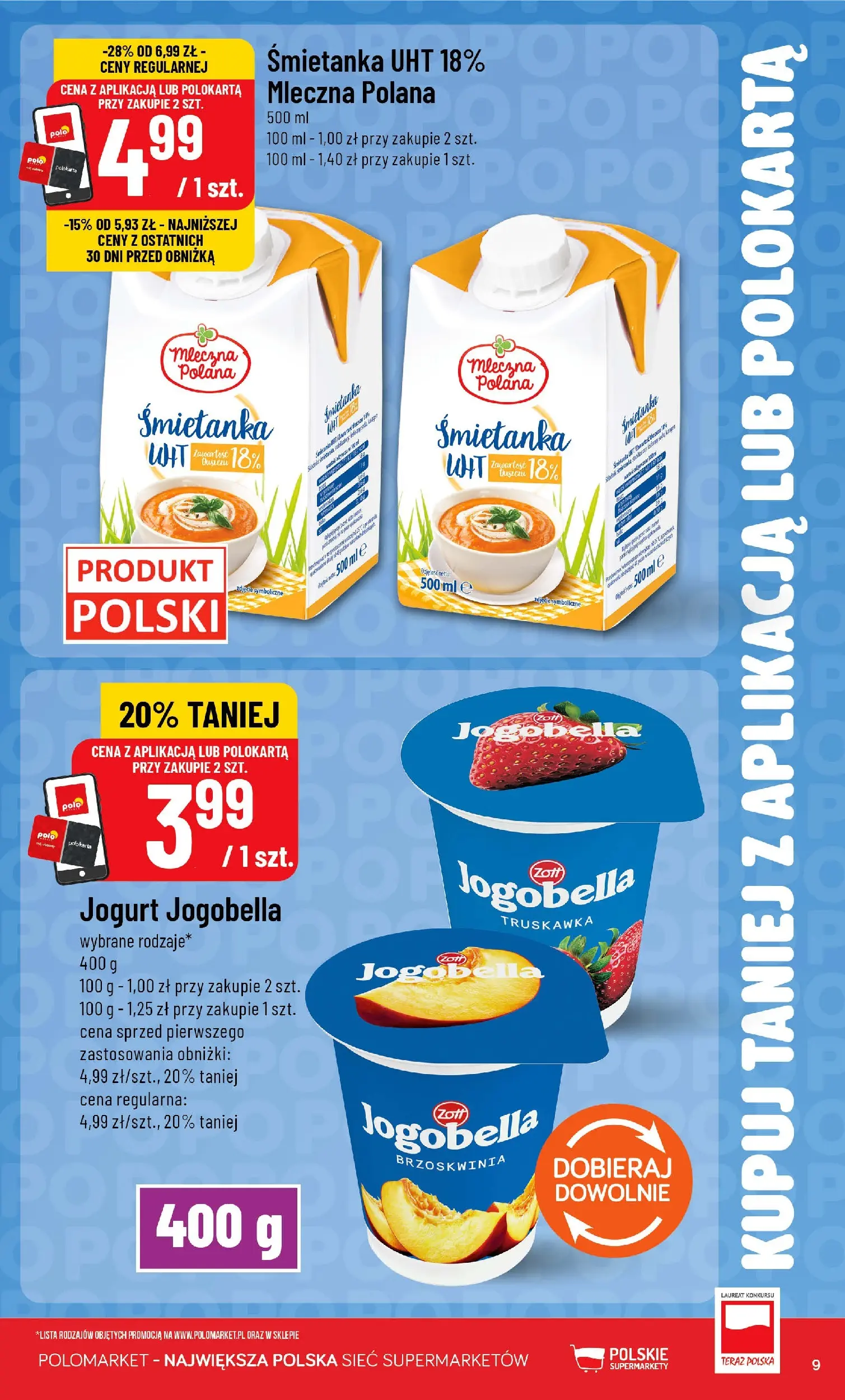 Nowa POLOmarket gazetka od jutra 08.07.2026 | Strona: 9 | Produkty: Brzoskwinia, Jogurt