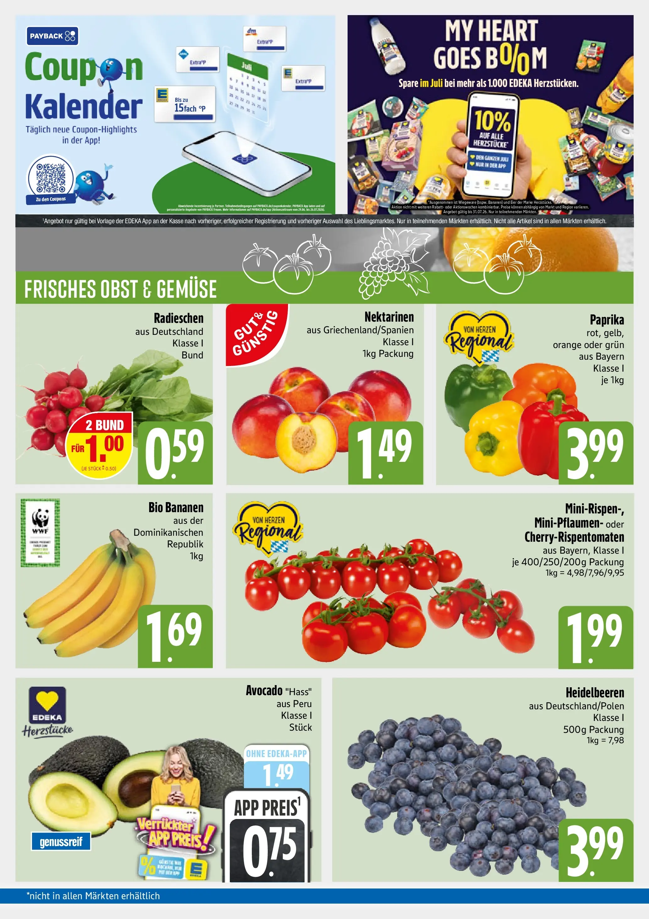 Angebote - E xpress: Wochenangebote (ab 12.07.2026) zum Blättern | Seite: 3 | Produkte: Eier, Heidelbeeren, Paprika, Obst
