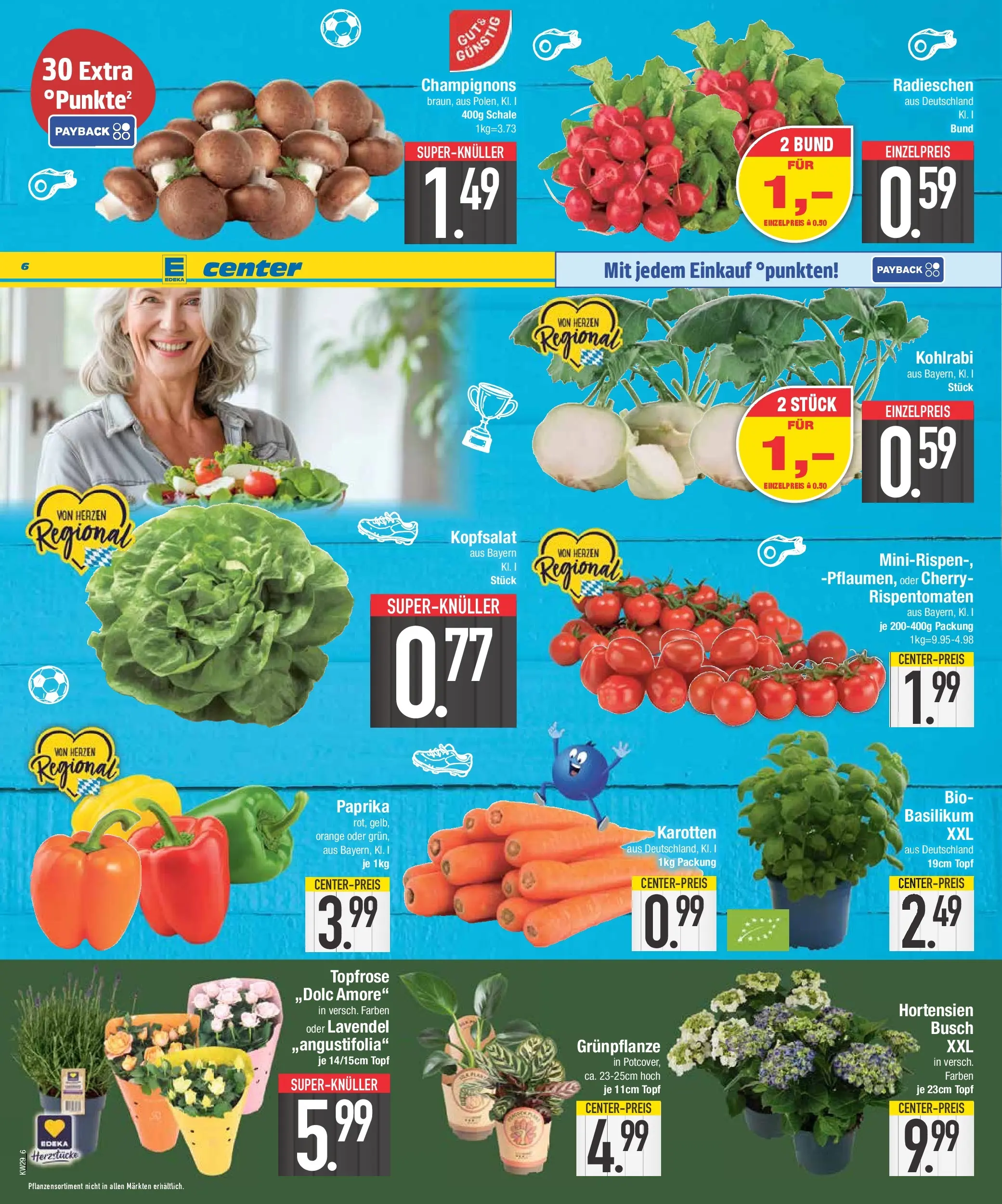Edeka prospekt Abensberg (ab 12.07.2026) » Angebote Online | Seite: 6 | Produkte: Kohlrabi, Champignons, Paprika, Lavendel