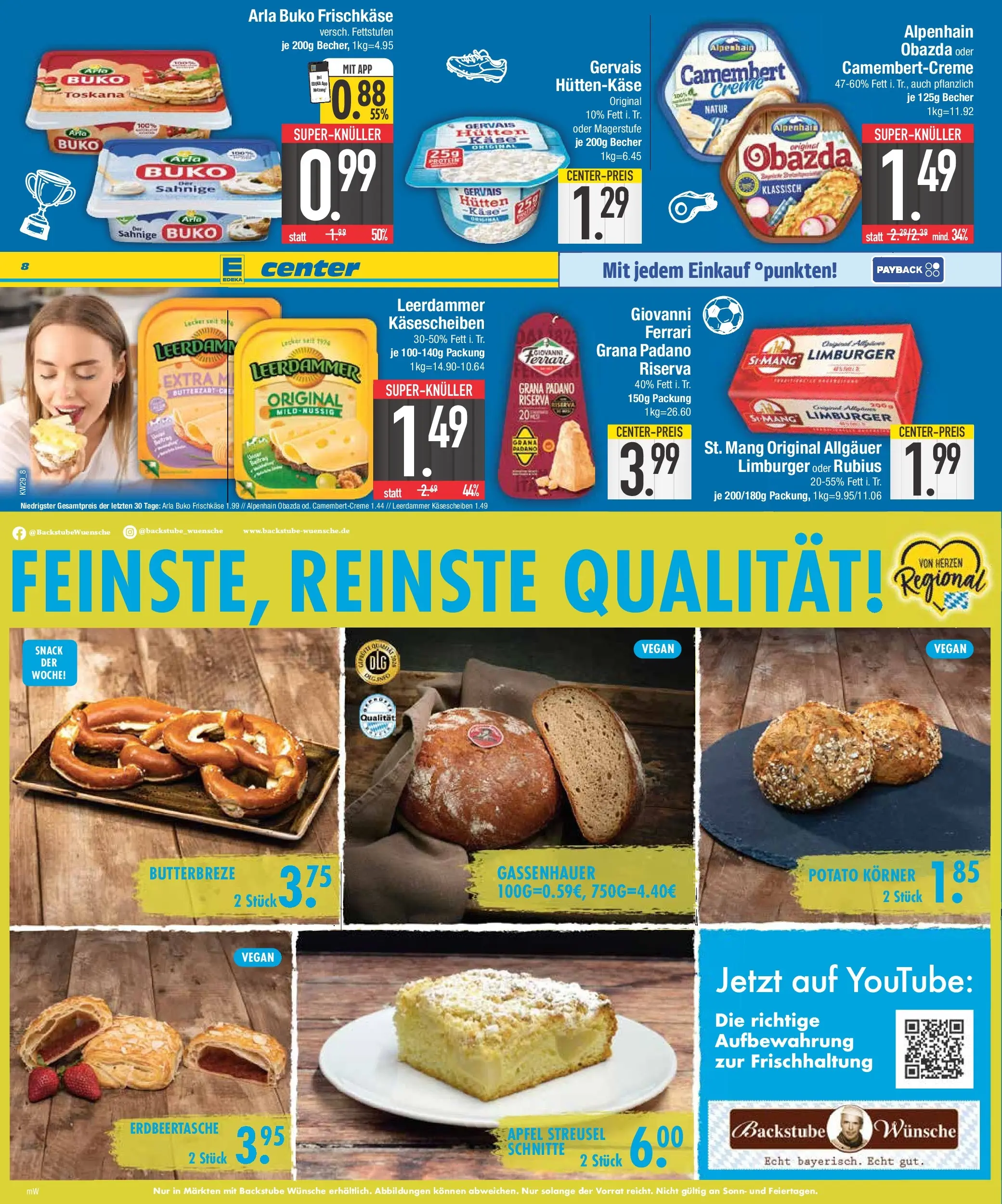 Edeka prospekt Abensberg (ab 12.07.2026) » Angebote Online | Seite: 8 | Produkte: Leerdammer, Arla buko, Hüttenkäse, Frischkase