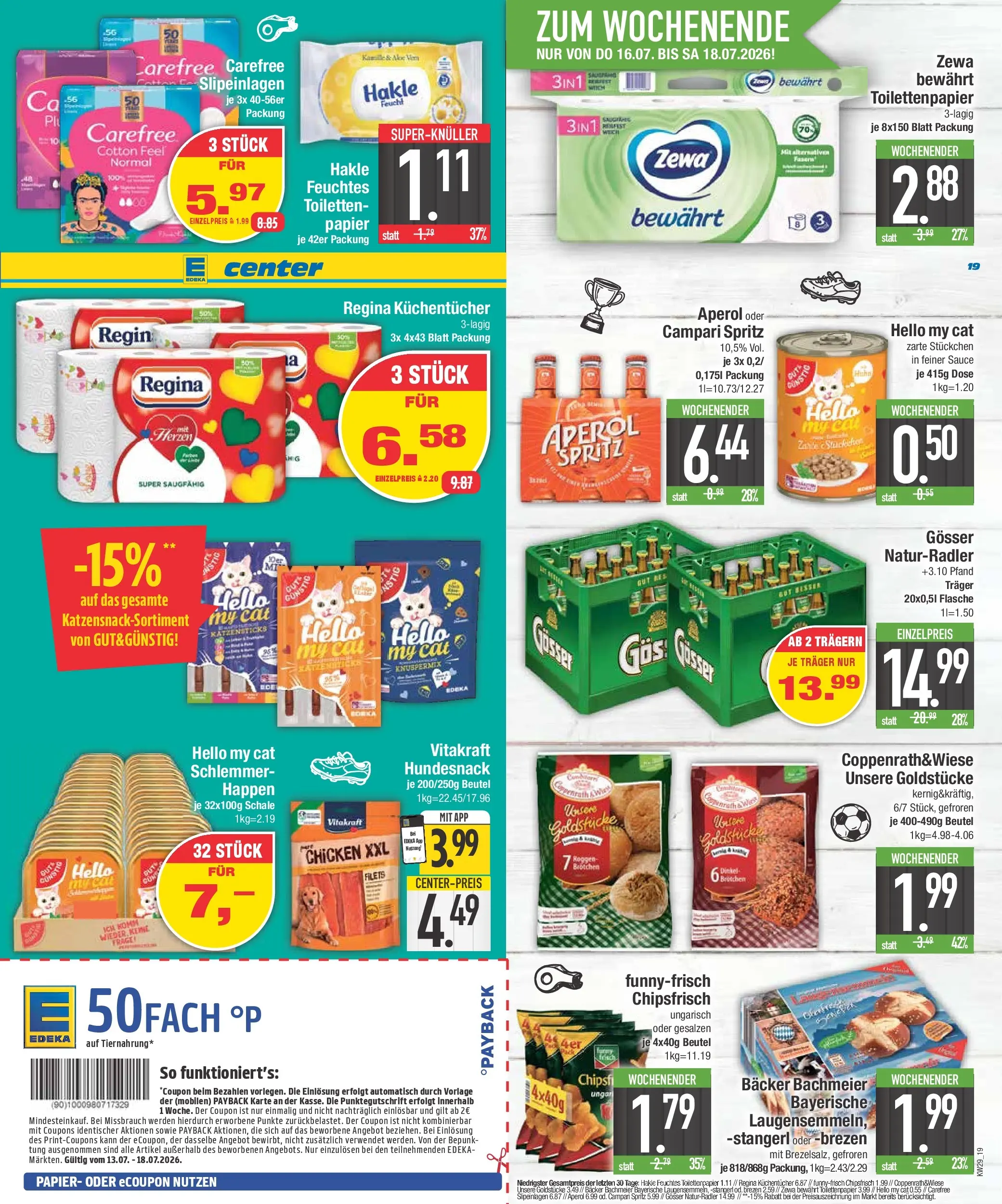 Edeka prospekt Abensberg (ab 12.07.2026) » Angebote Online | Seite: 19 | Produkte: Campari, Zewa, Hella, Aperol