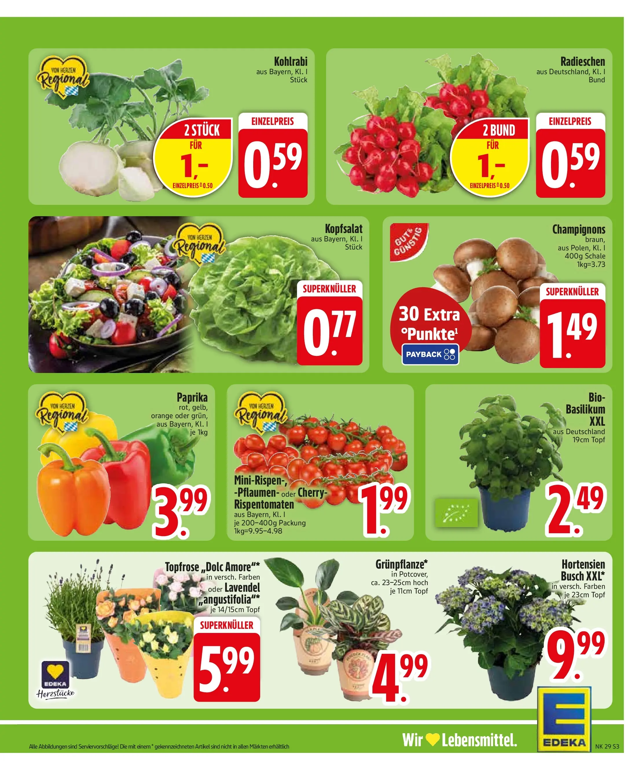 Edeka prospekt Monheim (ab 12.07.2026) » Angebote Online | Seite: 5 | Produkte: Pflaumen, Kohlrabi, Champignons, Paprika