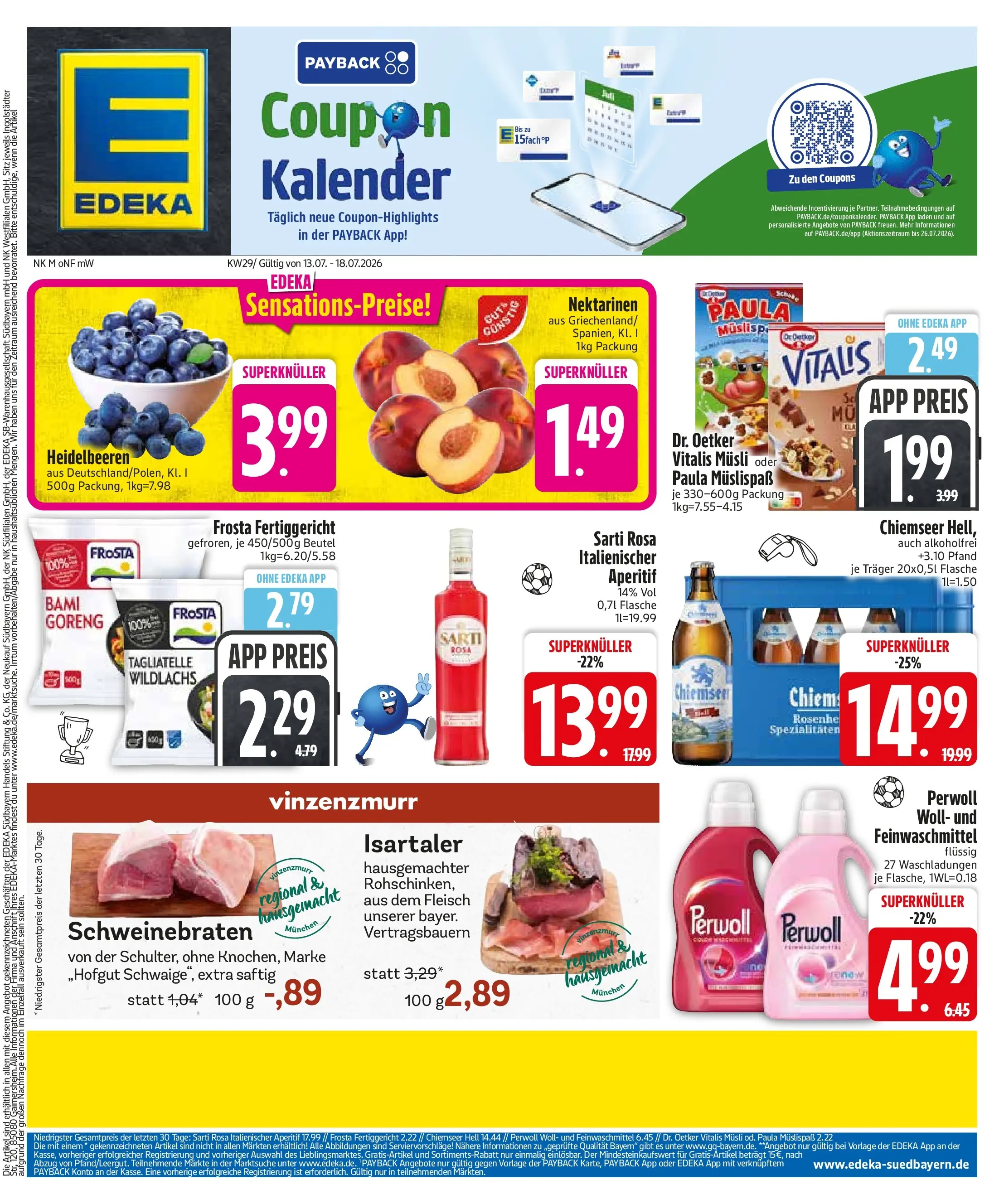 Edeka prospekt Feldkirchen (ab 13.07.2026) » Angebote Online | Seite: 3 | Produkte: Musli, Perwoll, Frosta, Heidelbeeren