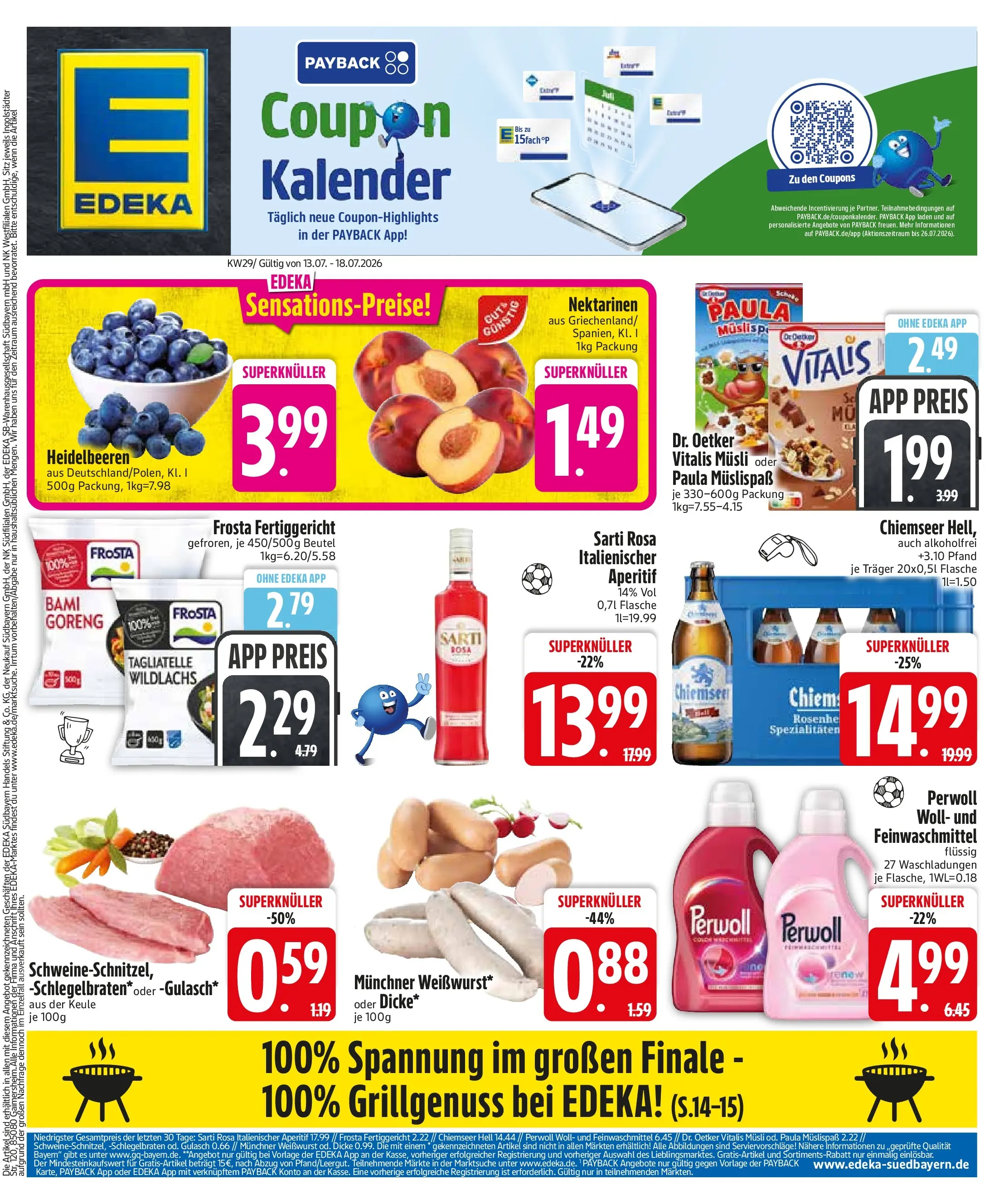 Edeka prospekt München (ab 12.07.2026) » Angebote Online | Seite: 3 | Produkte: Nektarinen, Perwoll, Frosta, Heidelbeeren
