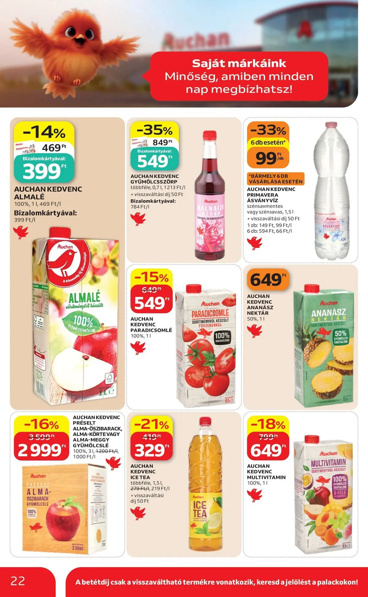 Auchan akciós újság Miskolc - 2026.07.09. -tól/töl > akció, lapozható szórólap 🛍️ | Oldal: 22 | Termékek: Ice tea, Ásványvíz, Alma, Ananász