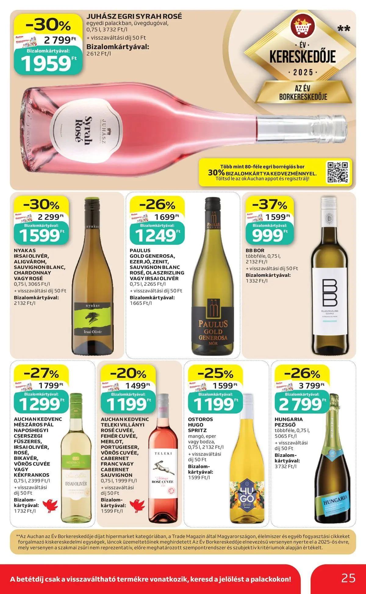 Auchan akciós újság Miskolc - 2026.07.09. -tól/töl > akció, lapozható szórólap 🛍️ | Oldal: 25 | Termékek: Pezsgő, Bor, Eper