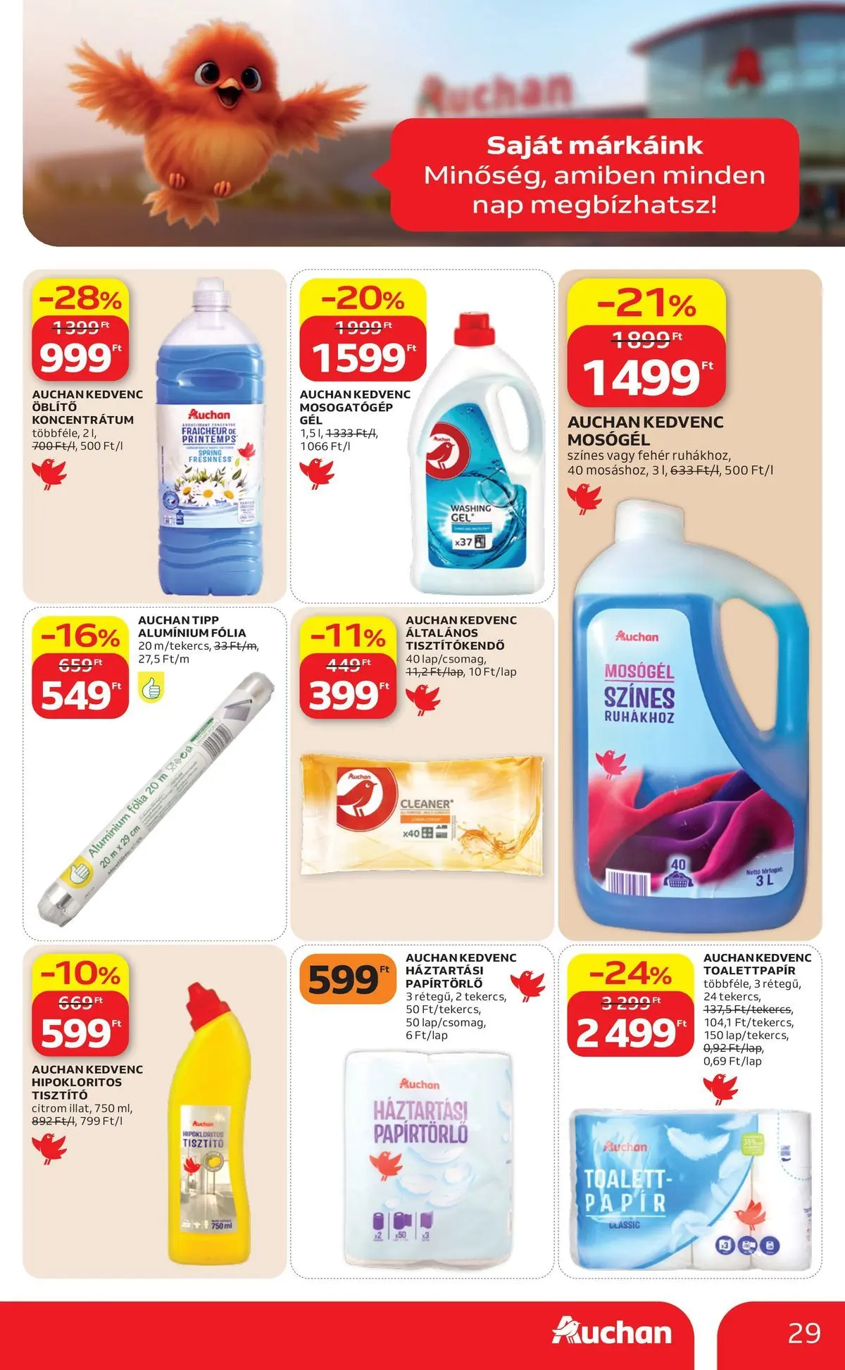 Auchan akciós újság Miskolc - 2026.07.09. -tól/töl > akció, lapozható szórólap 🛍️ | Oldal: 29 | Termékek: Papírtörlő, Öblítő, Tisztítókendő, Citrom