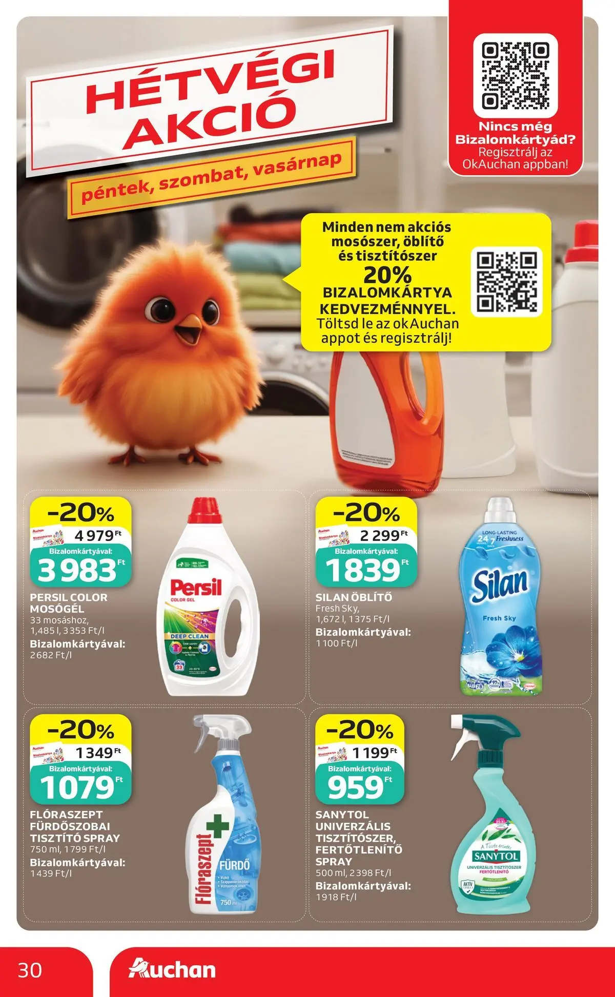 Auchan akciós újság Miskolc - 2026.07.09. -tól/töl > akció, lapozható szórólap 🛍️ | Oldal: 30 | Termékek: Persil, Mosógél, Öblítő