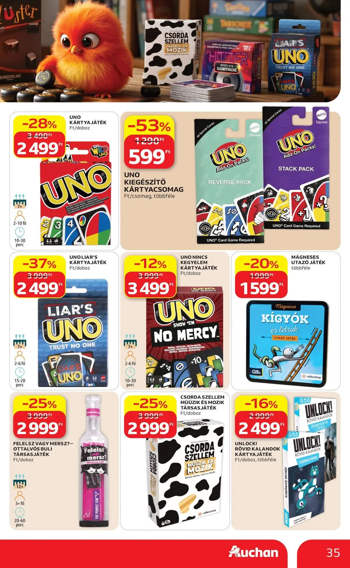 Auchan akciós újság Miskolc - 2026.07.09. -tól/töl > akció, lapozható szórólap 🛍️ | Oldal: 35 | Termékek: Játék, Társasjáték