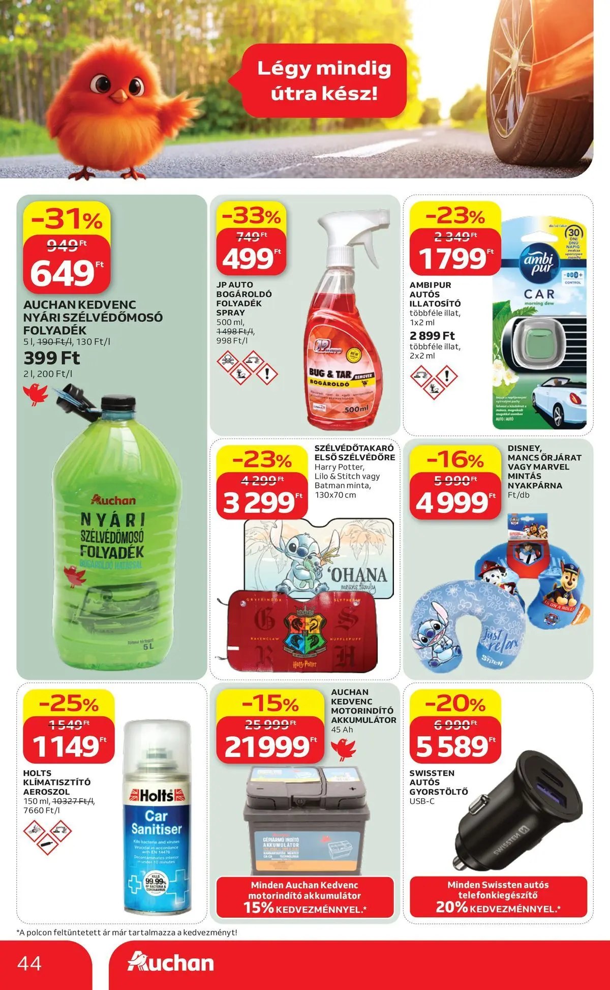 Auchan akciós újság Miskolc - 2026.07.09. -tól/töl > akció, lapozható szórólap 🛍️ | Oldal: 44 | Termékek: Gyorstöltő, Akkumulátor