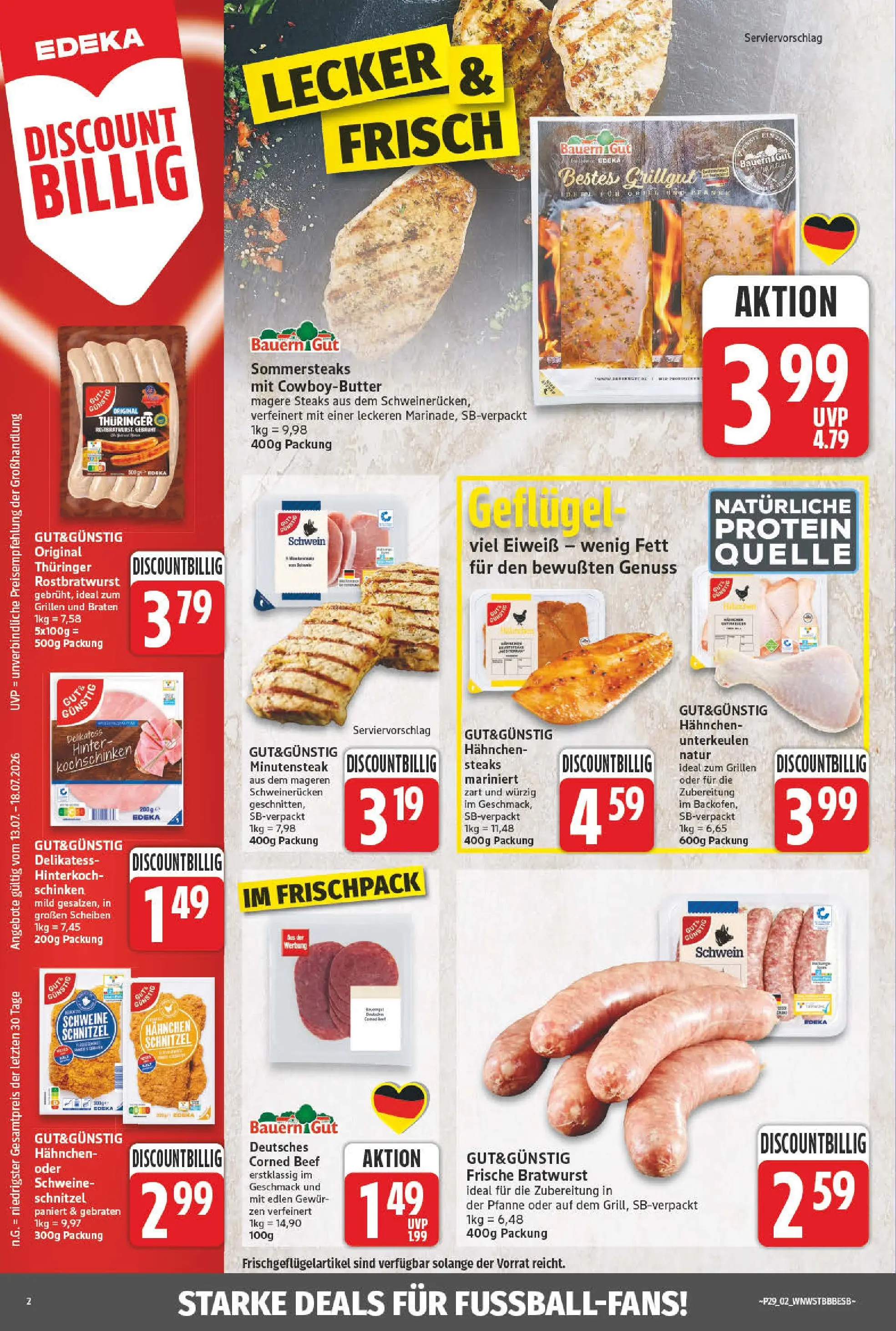 Angebote - Wochenangebote (ab 12.07.2026) zum Blättern | Seite: 2 | Produkte: Hahnchen, Bratwurst, Schweinerucken, Schinken