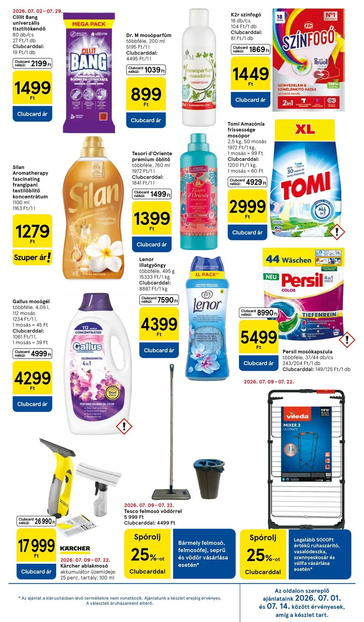 Tesco akciós újság - 2026.07.09.-tól - online | Oldal: 11 | Termékek: Kendő, Felmosó, Szennyeskosár, Mosókapszula