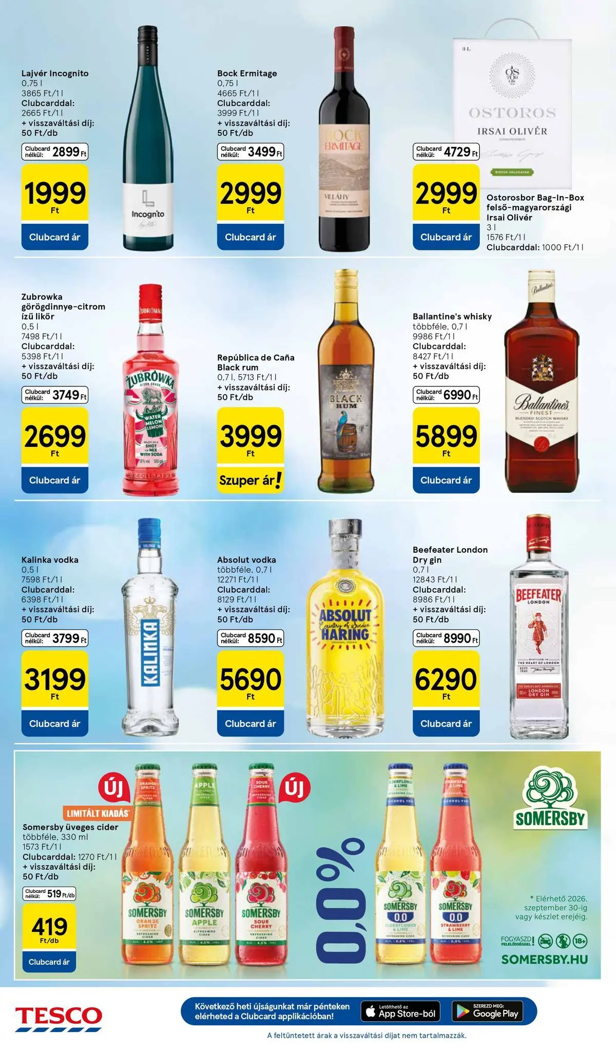 Tesco akciós újság - 2026.07.09.-tól - online | Oldal: 24 | Termékek: Lime, Absolut vodka, Vodka, Whisky
