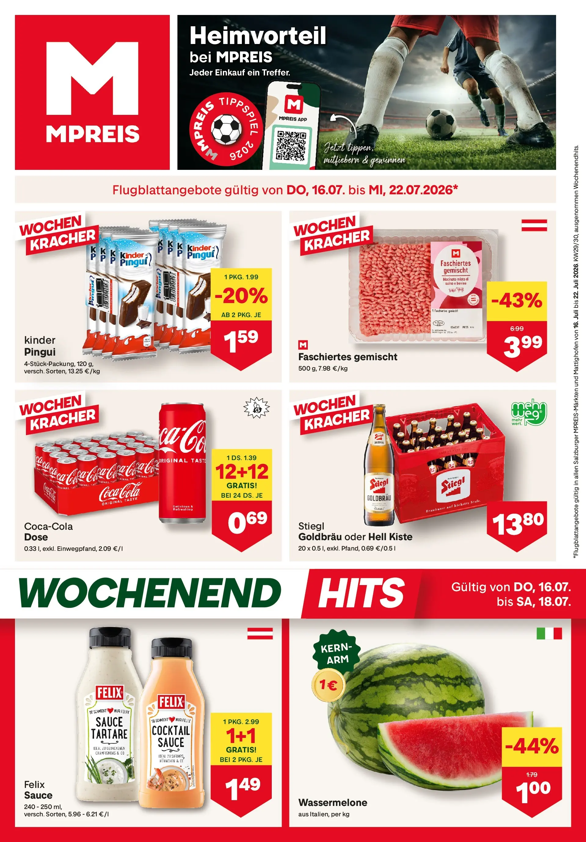 MPREIS Saalbach von 16.07.2026 - Aktuelle Angebote | Seite: 1 | Produkte: Wassermelone