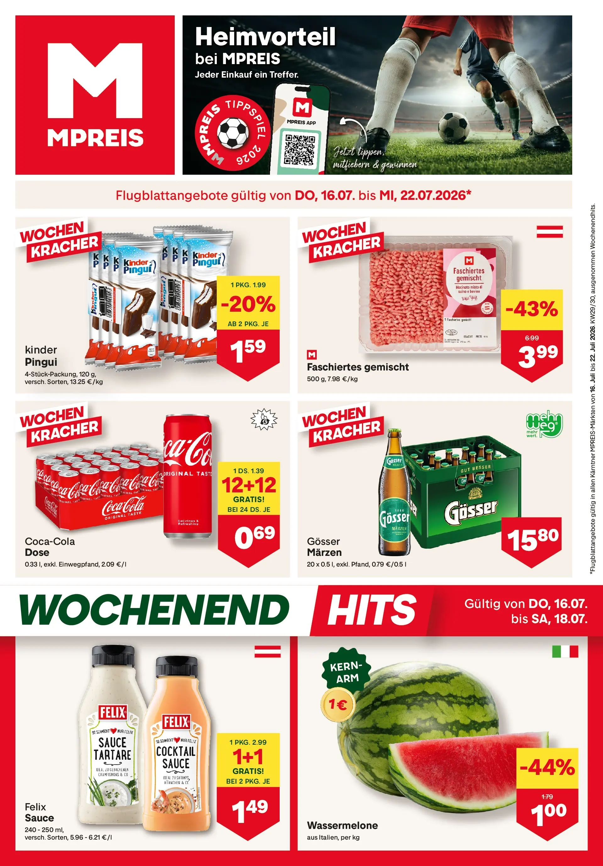 MPREIS Velden von 16.07.2026 - Aktuelle Angebote | Seite: 1 | Produkte: Wassermelone