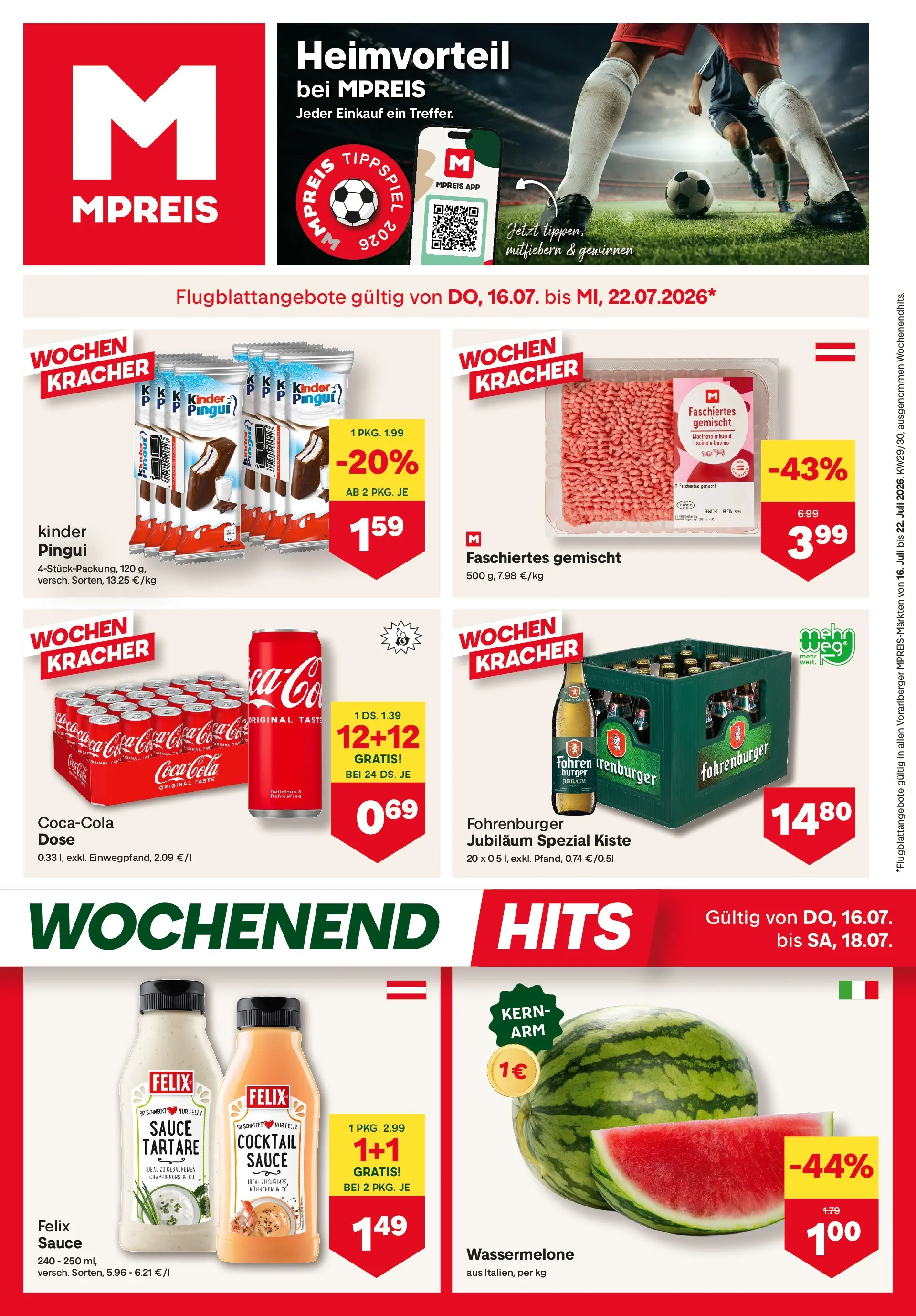MPREIS St.Gallenkirch von 16.07.2026 - Aktuelle Angebote | Seite: 1 | Produkte: Wassermelone