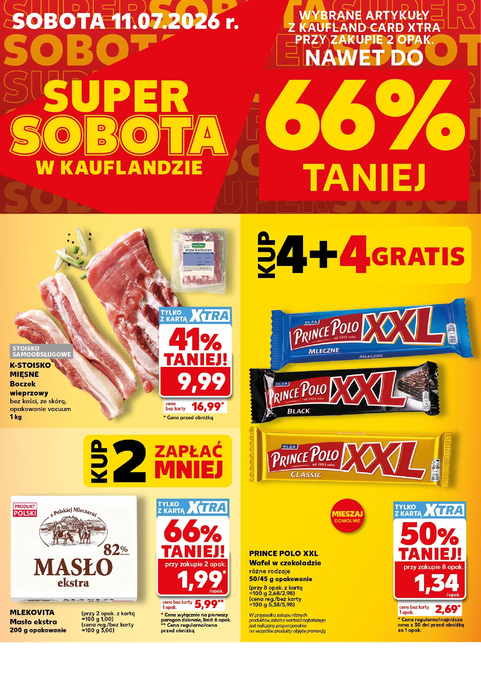 Kaufland gazetka - Super Sobota od 11.07.2026 - od jutra PDF | Strona: 2 | Produkty: Karta, Prince polo xxl, Boczek, Masło