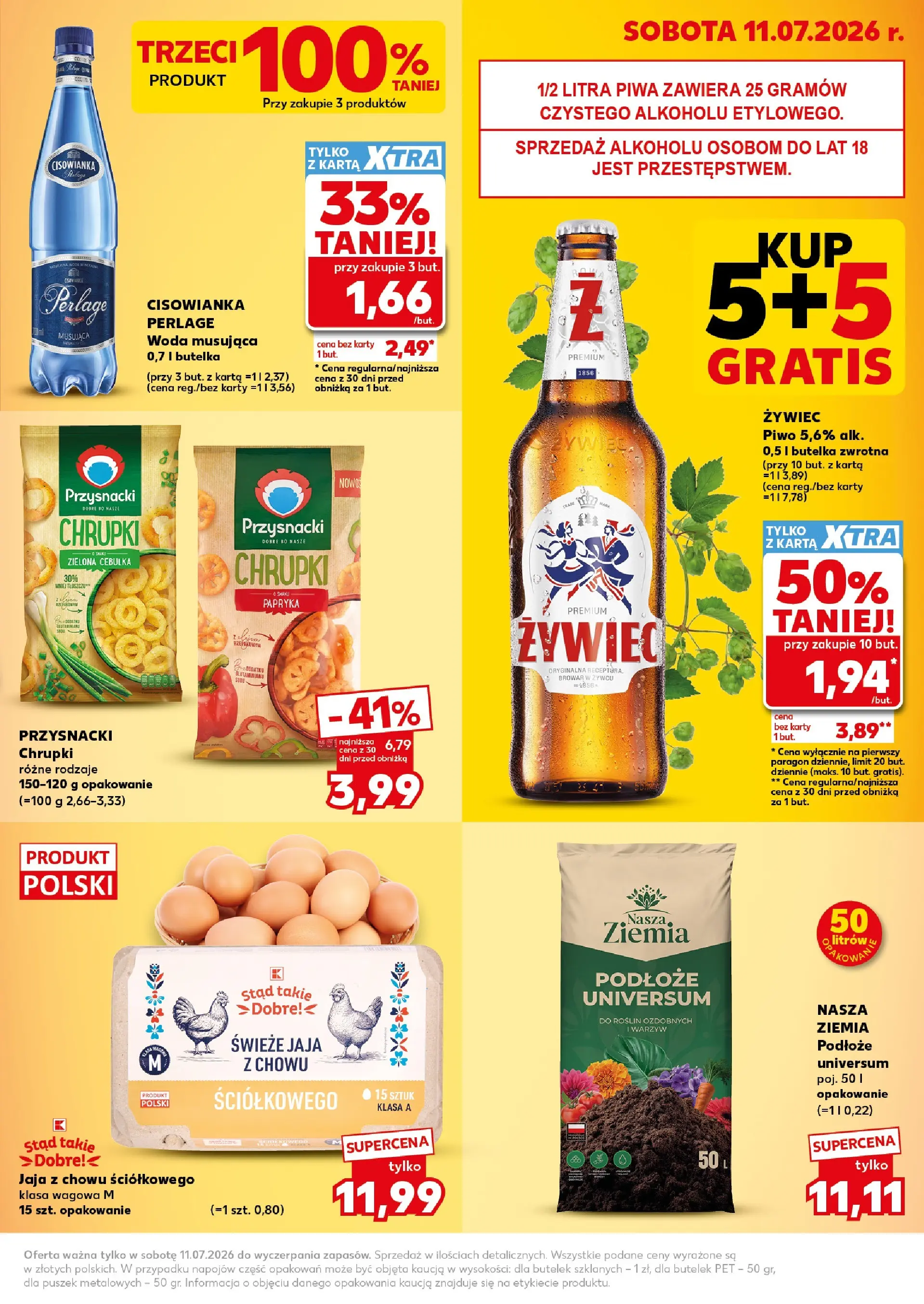 Kaufland gazetka - Super Sobota od 11.07.2026 - od jutra PDF | Strona: 3 | Produkty: Karta, Papryka, Woda musująca Cisowianka, Piwo