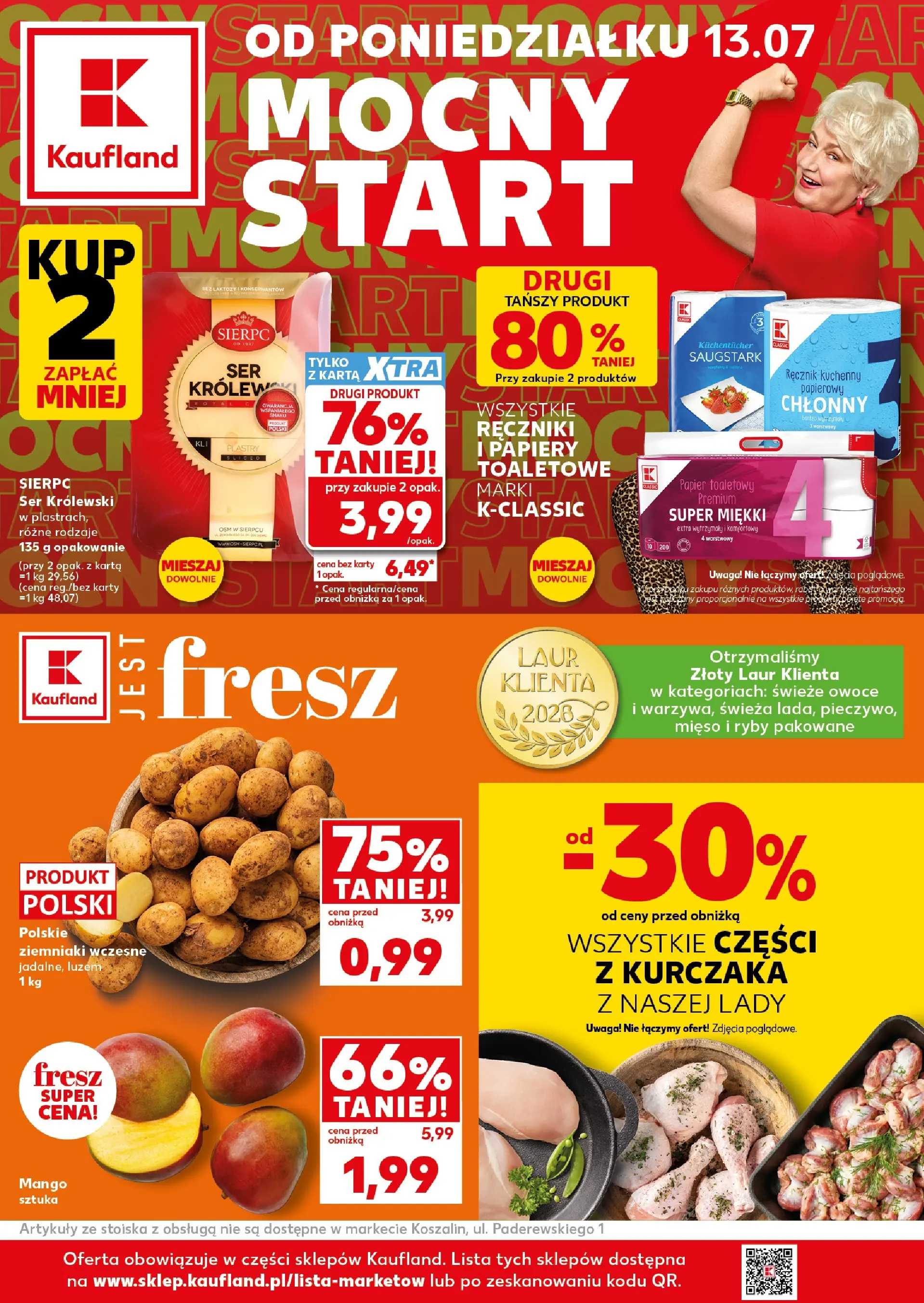 Kaufland gazetka - Mocny start od 13.07.2026 - od jutra PDF | Strona: 1 | Produkty: Mango, Karta, Ryby, Owoce