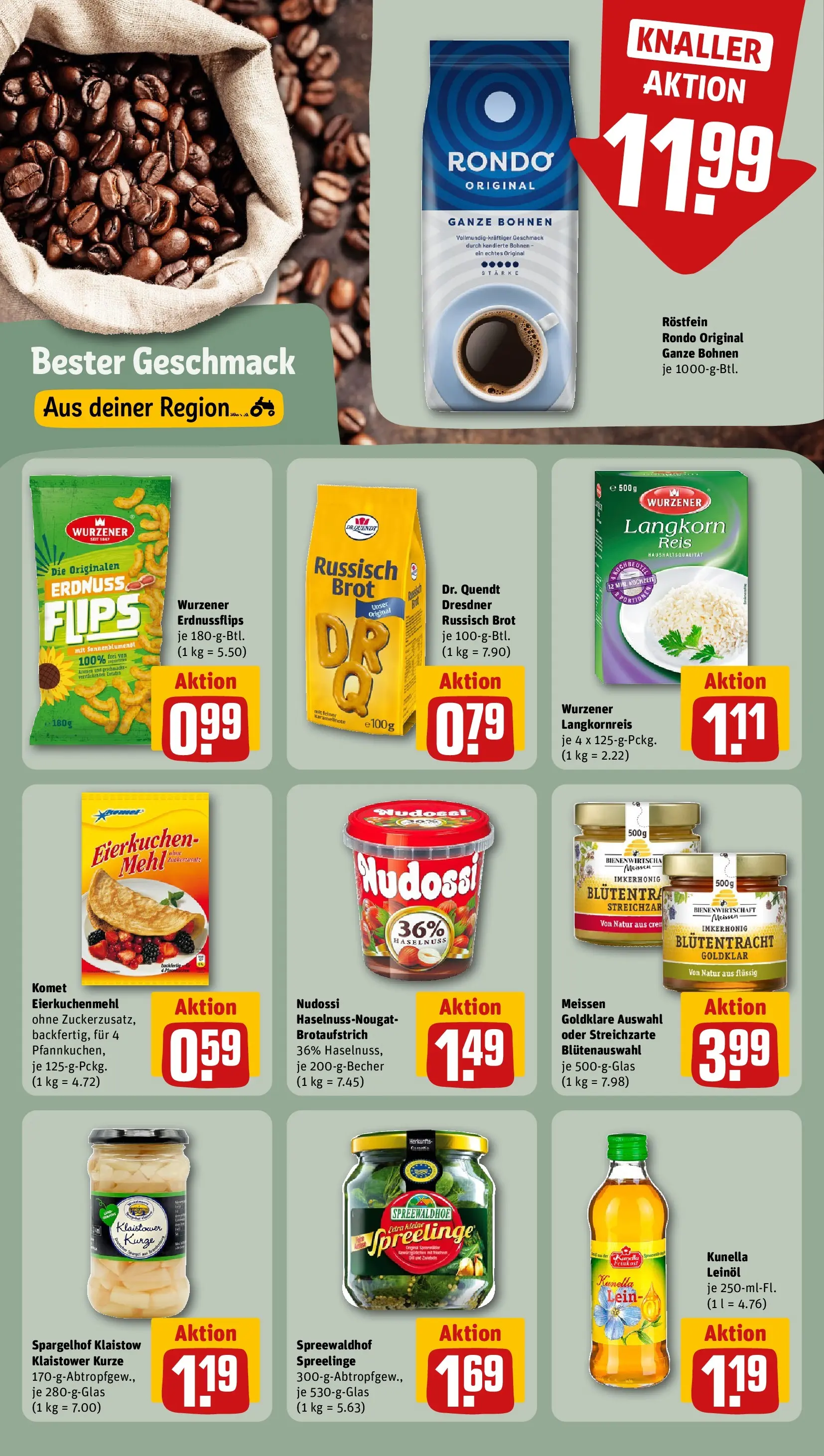 REWE Prospekt ab 13.07.2026 zum Blättern » Angebote | Seite: 16 | Produkte: Leinöl, Brot, Reis
