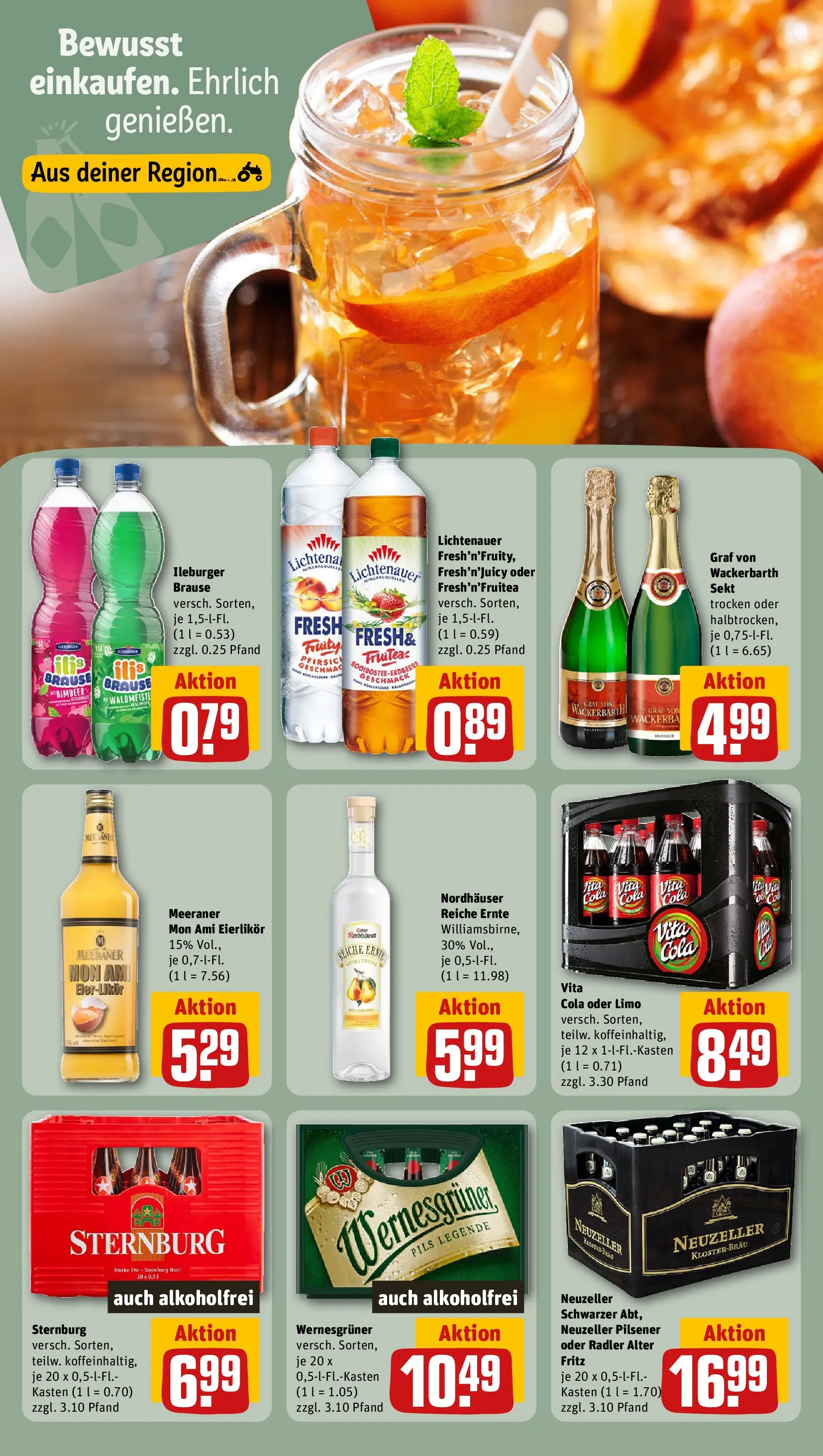 REWE Prospekt ab 13.07.2026 zum Blättern » Angebote | Seite: 19 | Produkte: Cola, Wernesgruner, Radler, Pfirsich