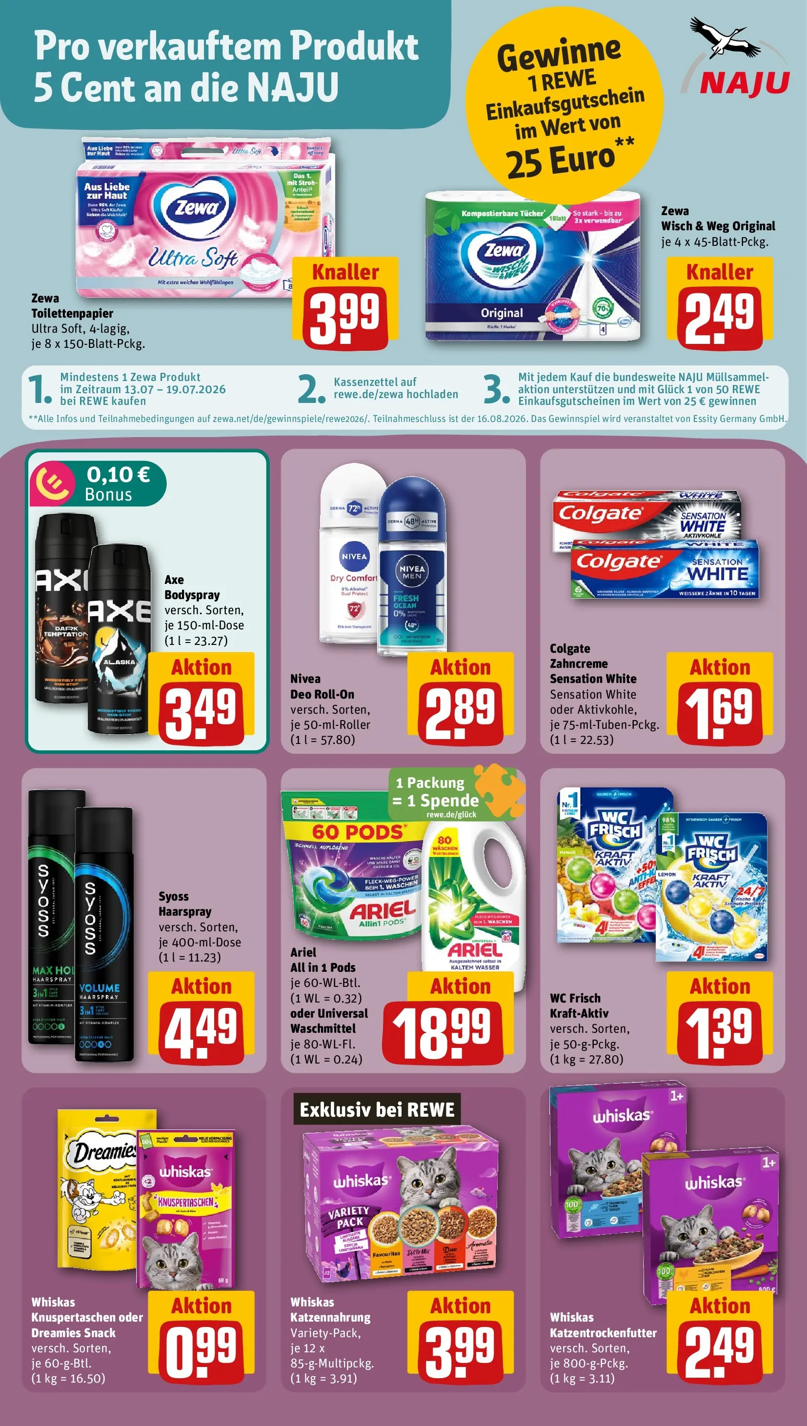 REWE Prospekt ab 12.07.2026 zum Blättern » Angebote | Seite: 22 | Produkte: Ariel, Zewa, Waschmittel, Toilettenpapier