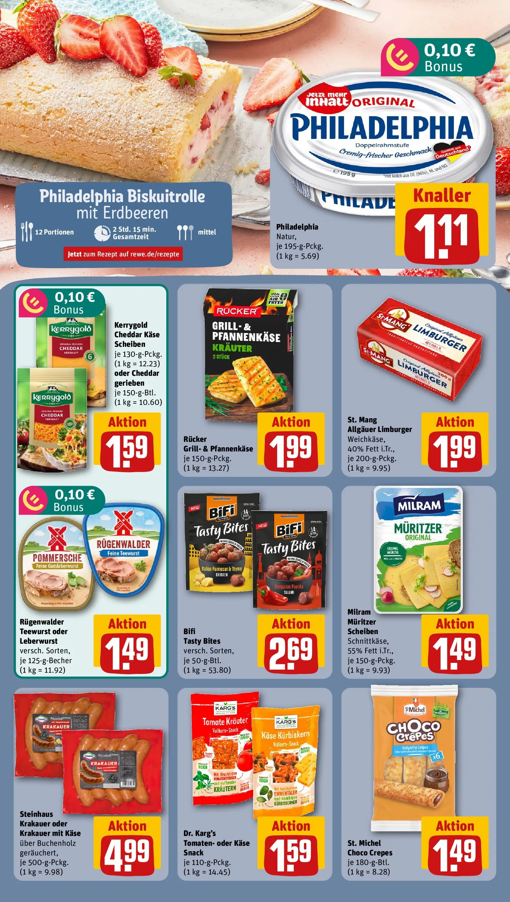 REWE Prospekt ab 13.07.2026 zum Blättern » Angebote | Seite: 14 | Produkte: Milch, Käse, Philadelphia, Salami