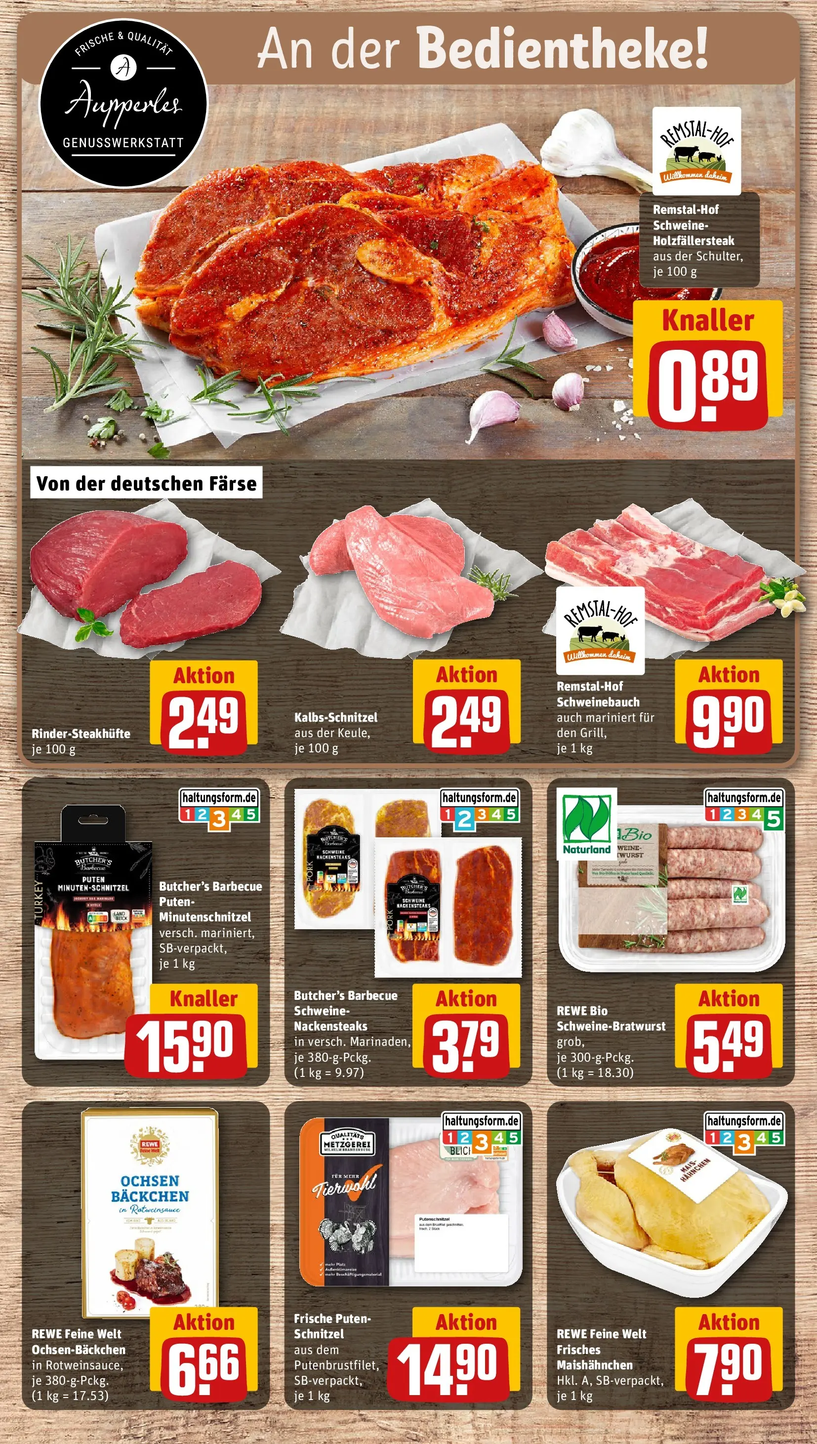 REWE Prospekt ab 13.07.2026 zum Blättern » Angebote | Seite: 8 | Produkte: Nackensteaks, Hahnchen, Schnitzel, Putenschnitzel