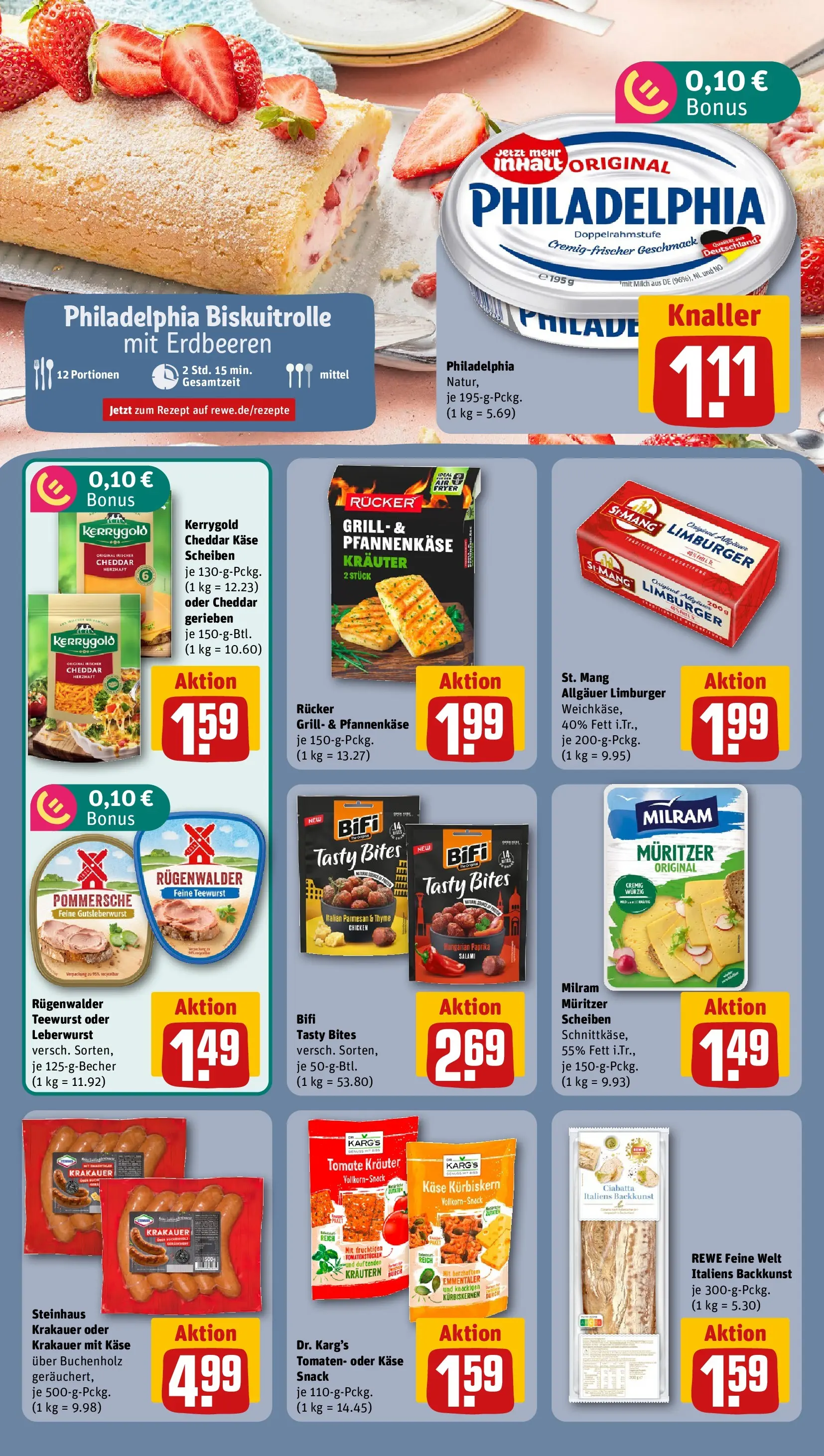 REWE Prospekt ab 12.07.2026 zum Blättern » Angebote | Seite: 10 | Produkte: Philadelphia, Bifi, Paprika, Salami