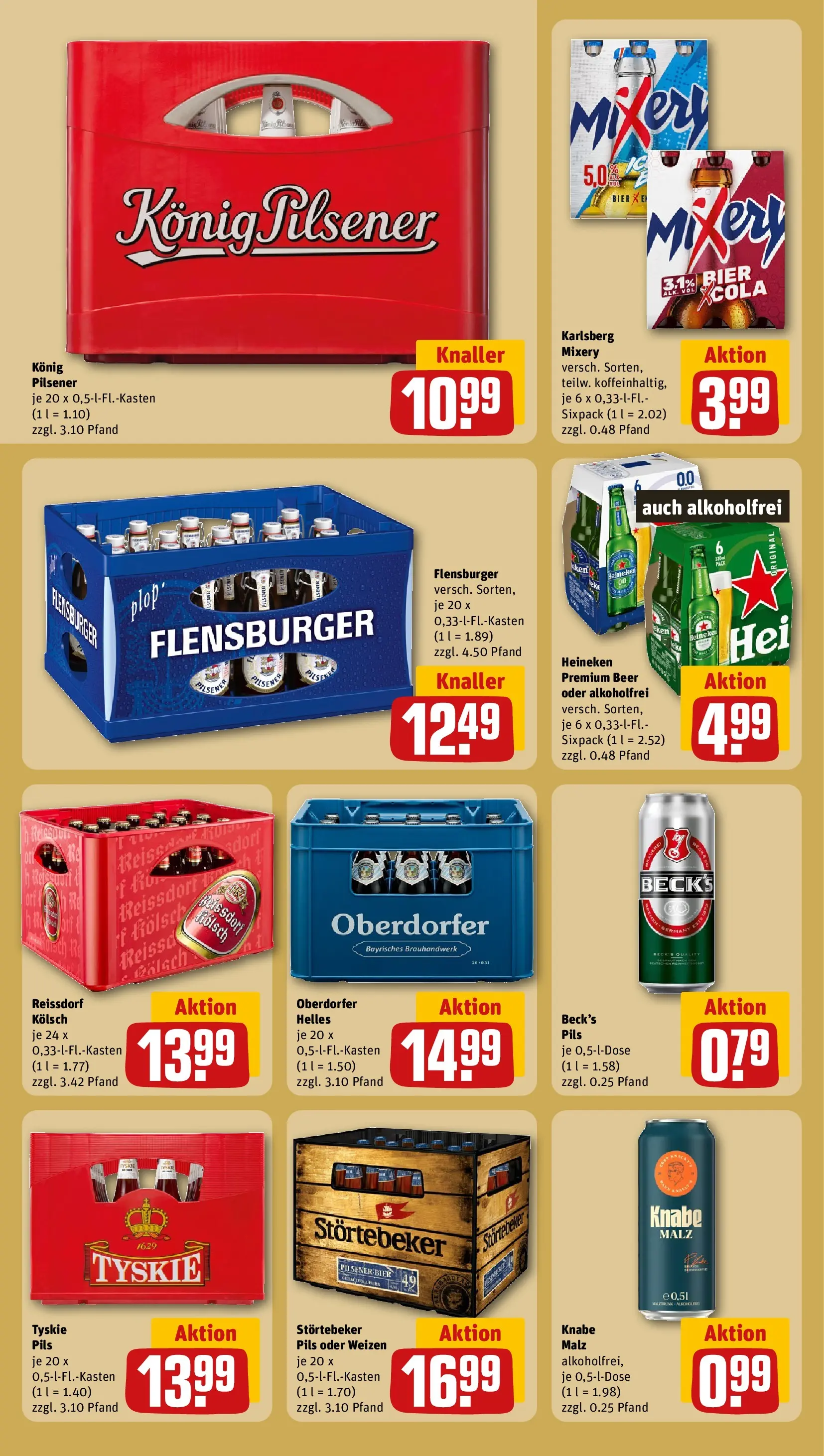 REWE Prospekt ab 13.07.2026 zum Blättern » Angebote | Seite: 21 | Produkte: Tyskie, Flensburger, Heineken, Mixery
