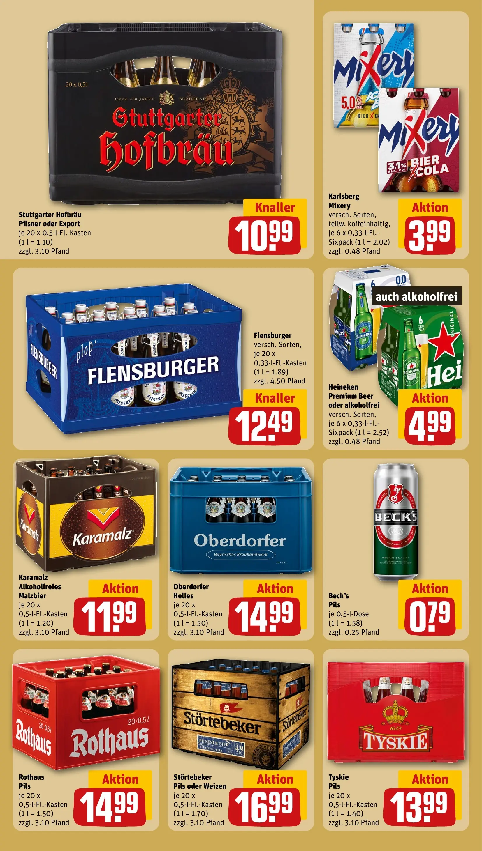 REWE Prospekt ab 12.07.2026 zum Blättern » Angebote | Seite: 19 | Produkte: Tyskie, Flensburger, Heineken, Mixery