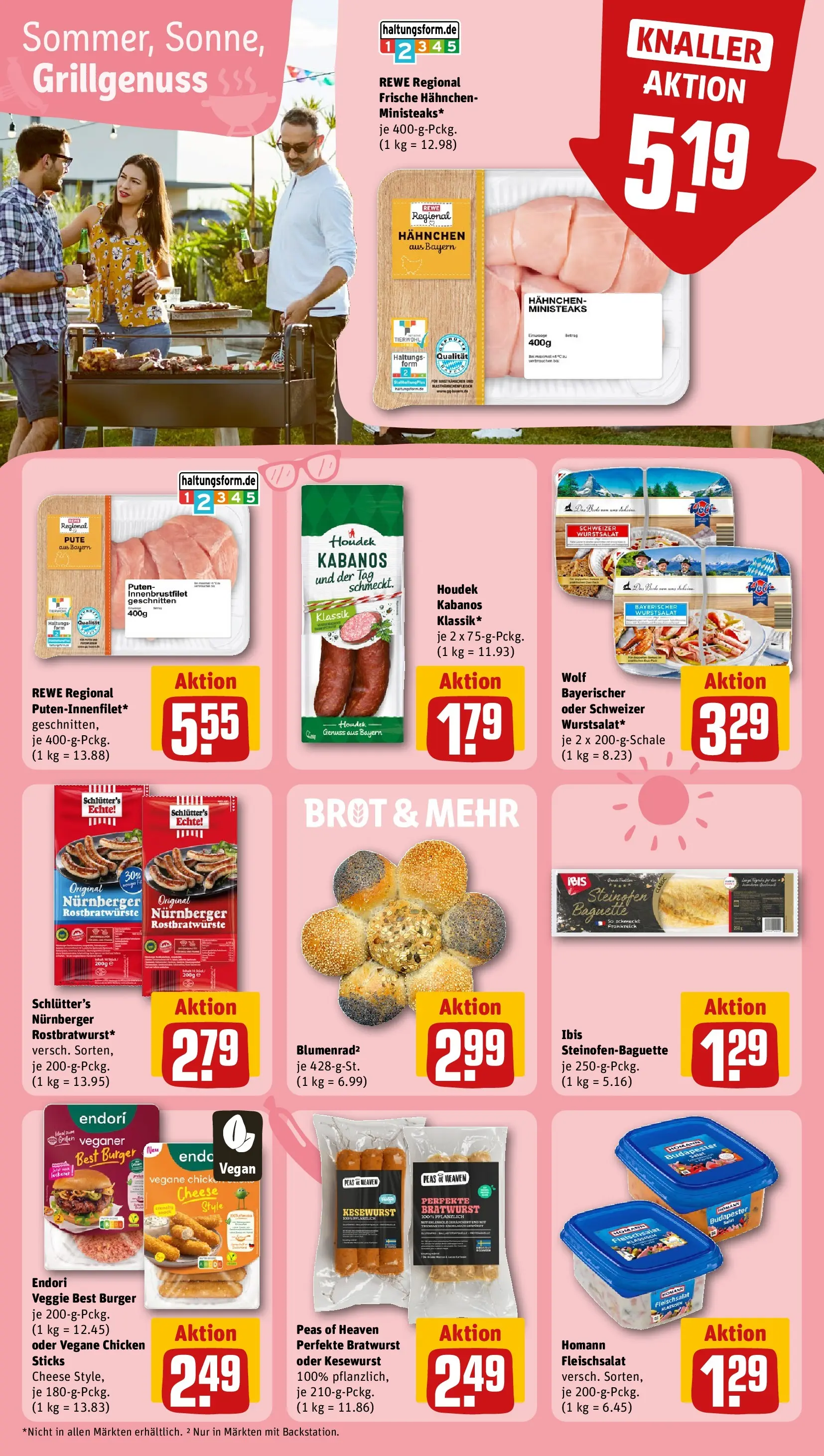 REWE Prospekt ab 13.07.2026 zum Blättern » Angebote | Seite: 14 | Produkte: Pute, Bratwurst, Burger, Baguette