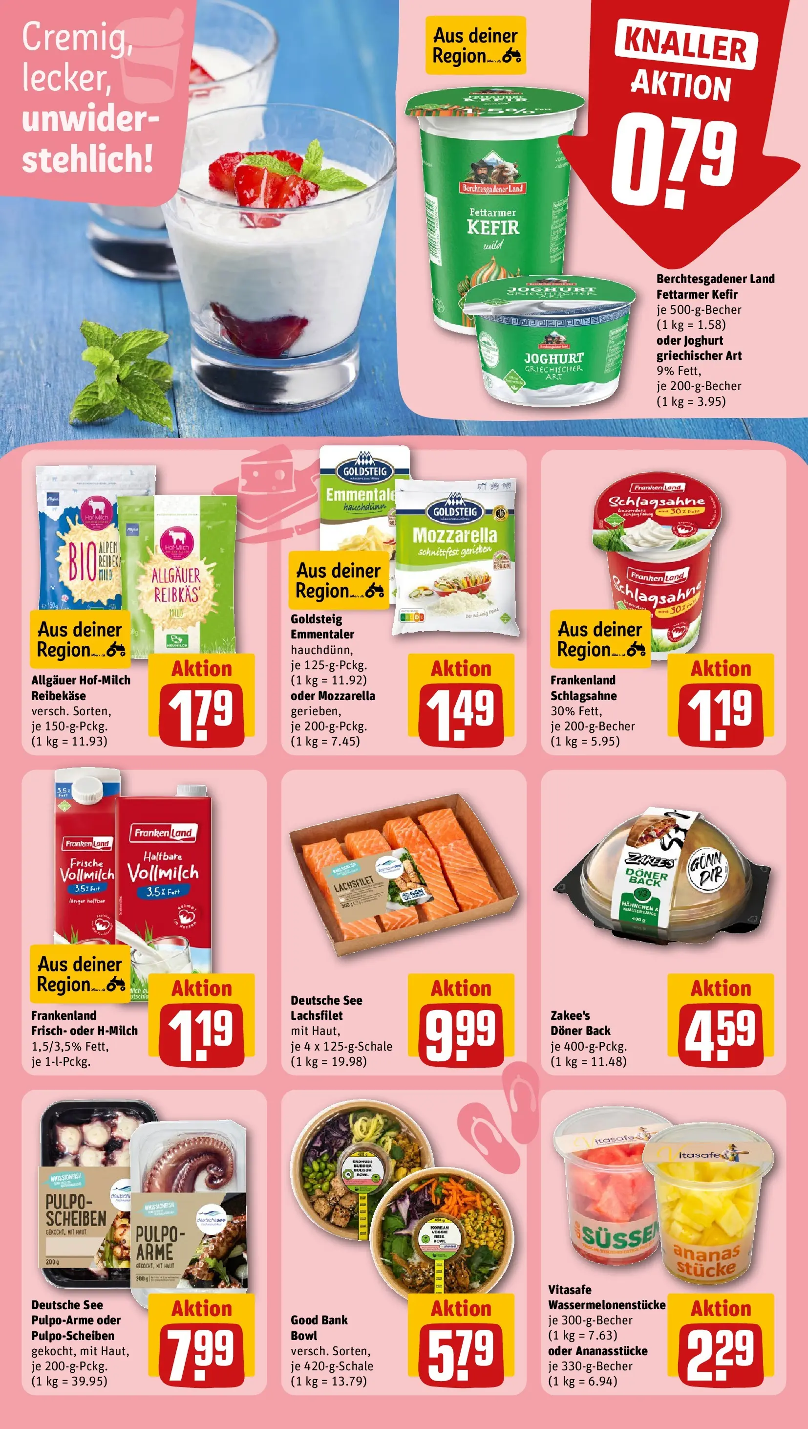 REWE Prospekt ab 13.07.2026 zum Blättern » Angebote | Seite: 17 | Produkte: Hahnchen, Joghurt, Mozzarella, Reibekase