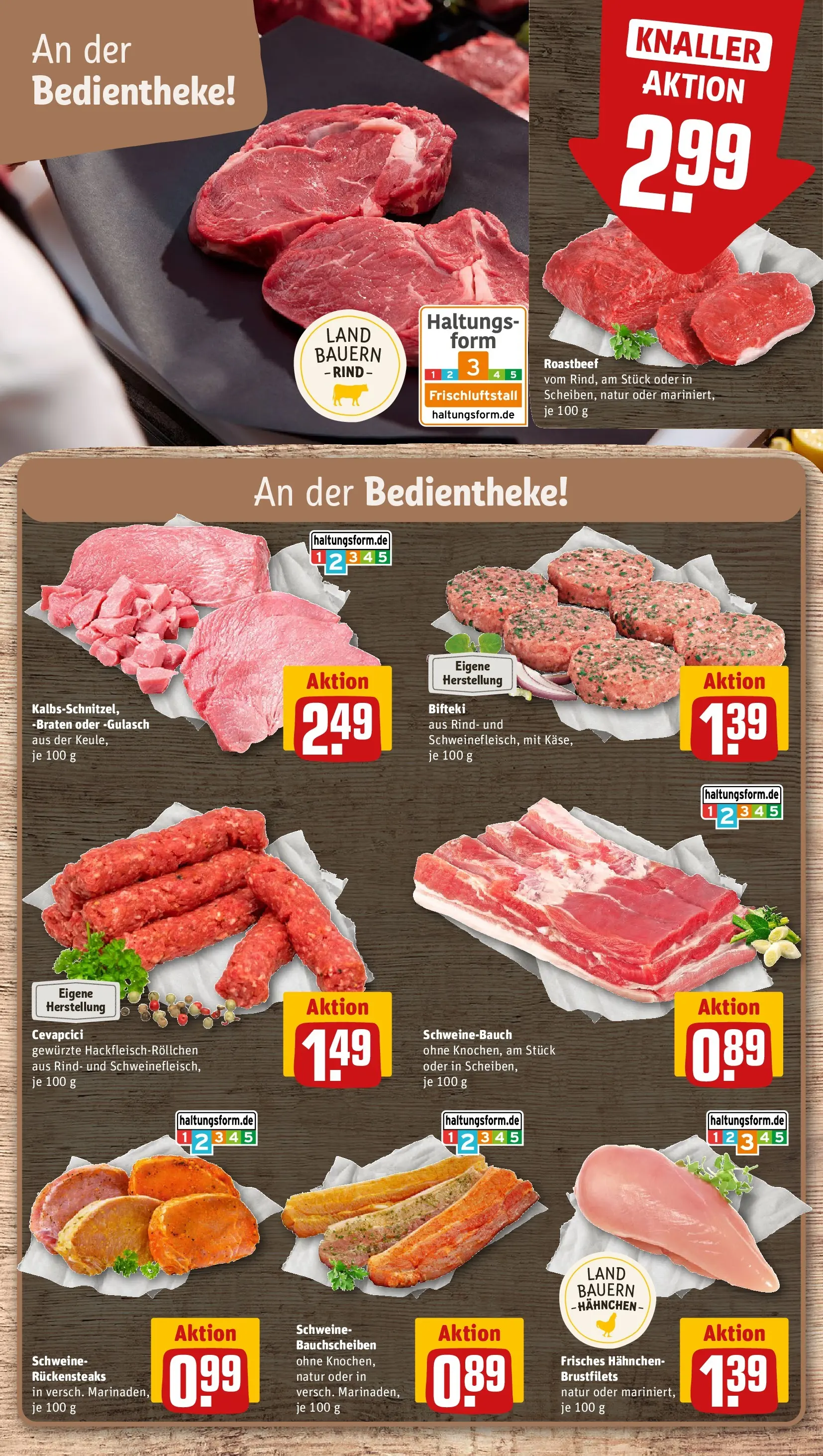 REWE Prospekt ab 12.07.2026 zum Blättern » Angebote | Seite: 8 | Produkte: Hahnchen, Schweinebauch, Roastbeef, Gulasch