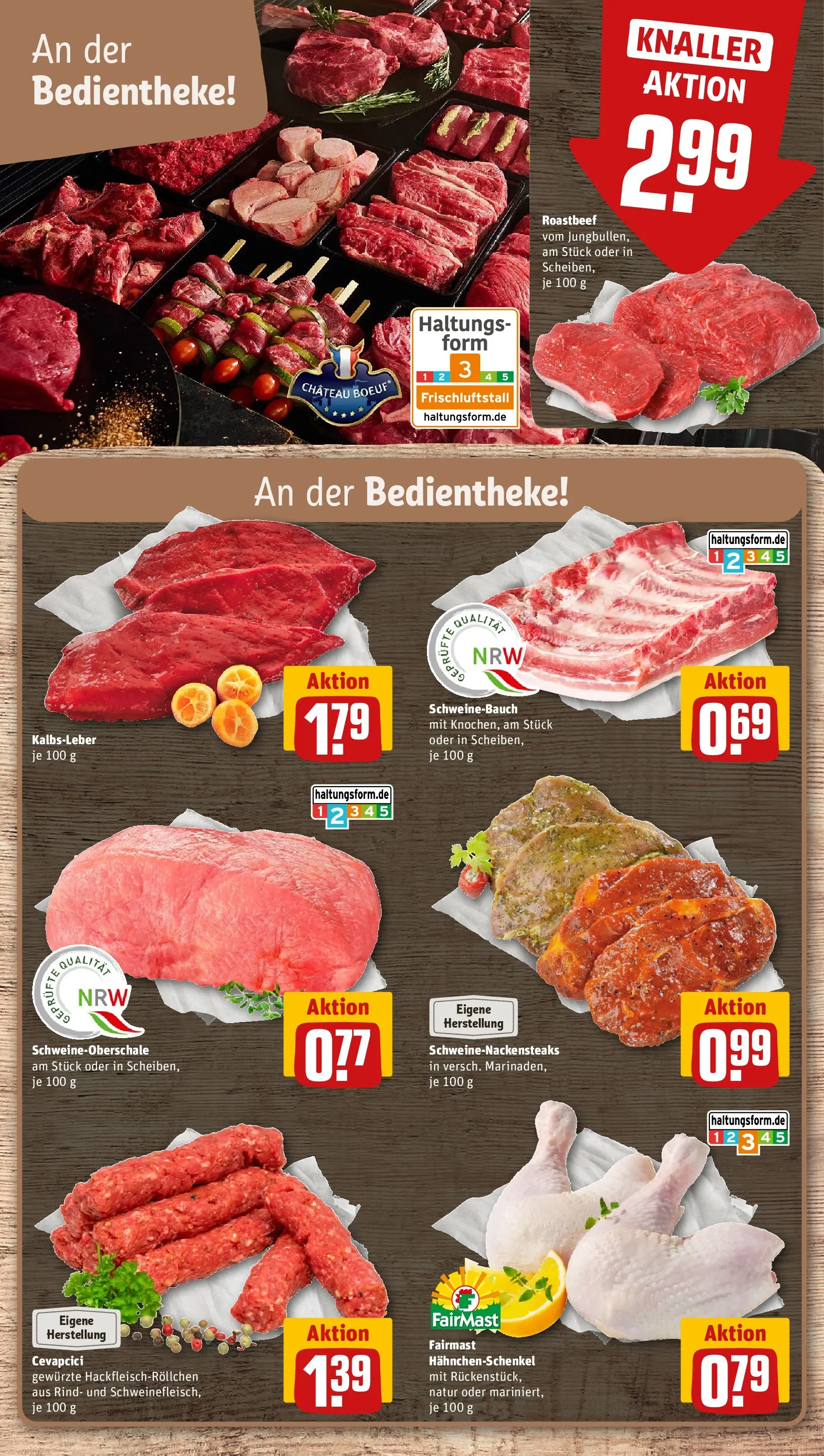 REWE Prospekt ab 13.07.2026 zum Blättern » Angebote | Seite: 8 | Produkte: Schweinebauch, Cevapcici, Roastbeef, Kalbsleber