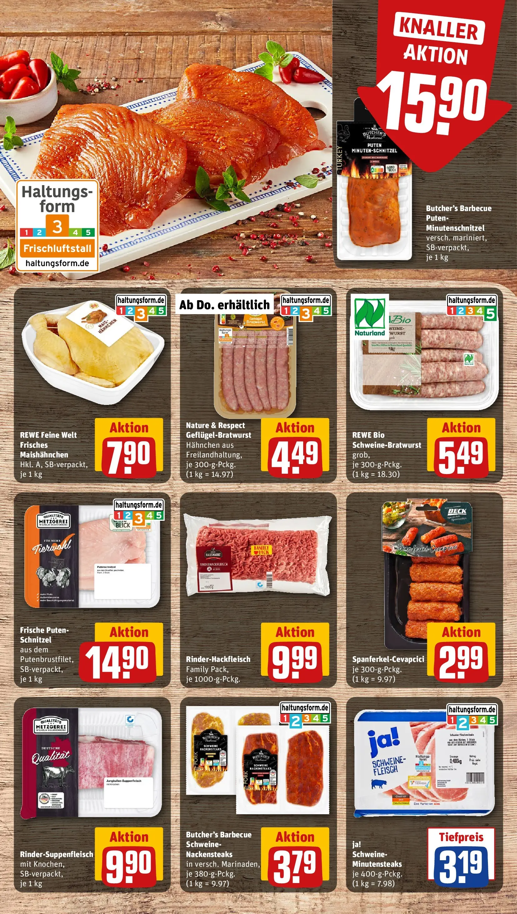 REWE Prospekt ab 13.07.2026 zum Blättern » Angebote | Seite: 9 | Produkte: Nackensteaks, Schnitzel, Putenschnitzel, Fleisch