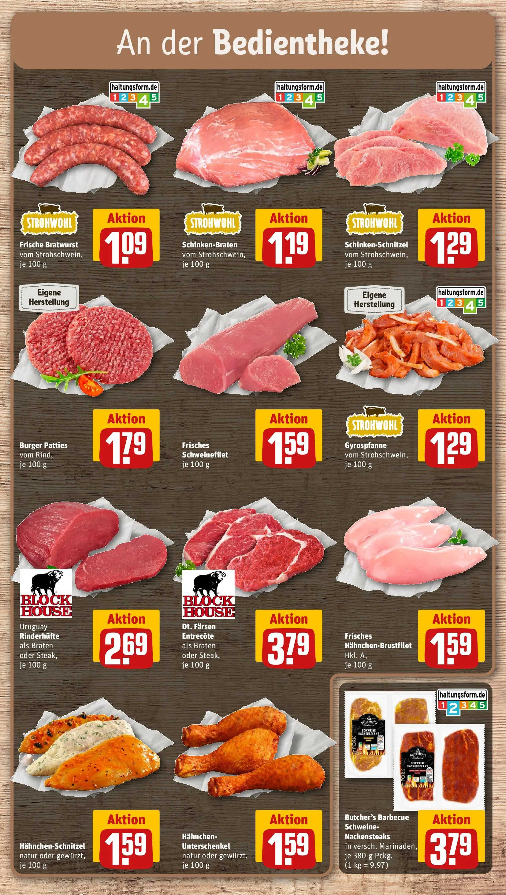 REWE Prospekt ab 13.07.2026 zum Blättern » Angebote | Seite: 8 | Produkte: Nackensteaks, Hahnchen, Bratwurst, Burger