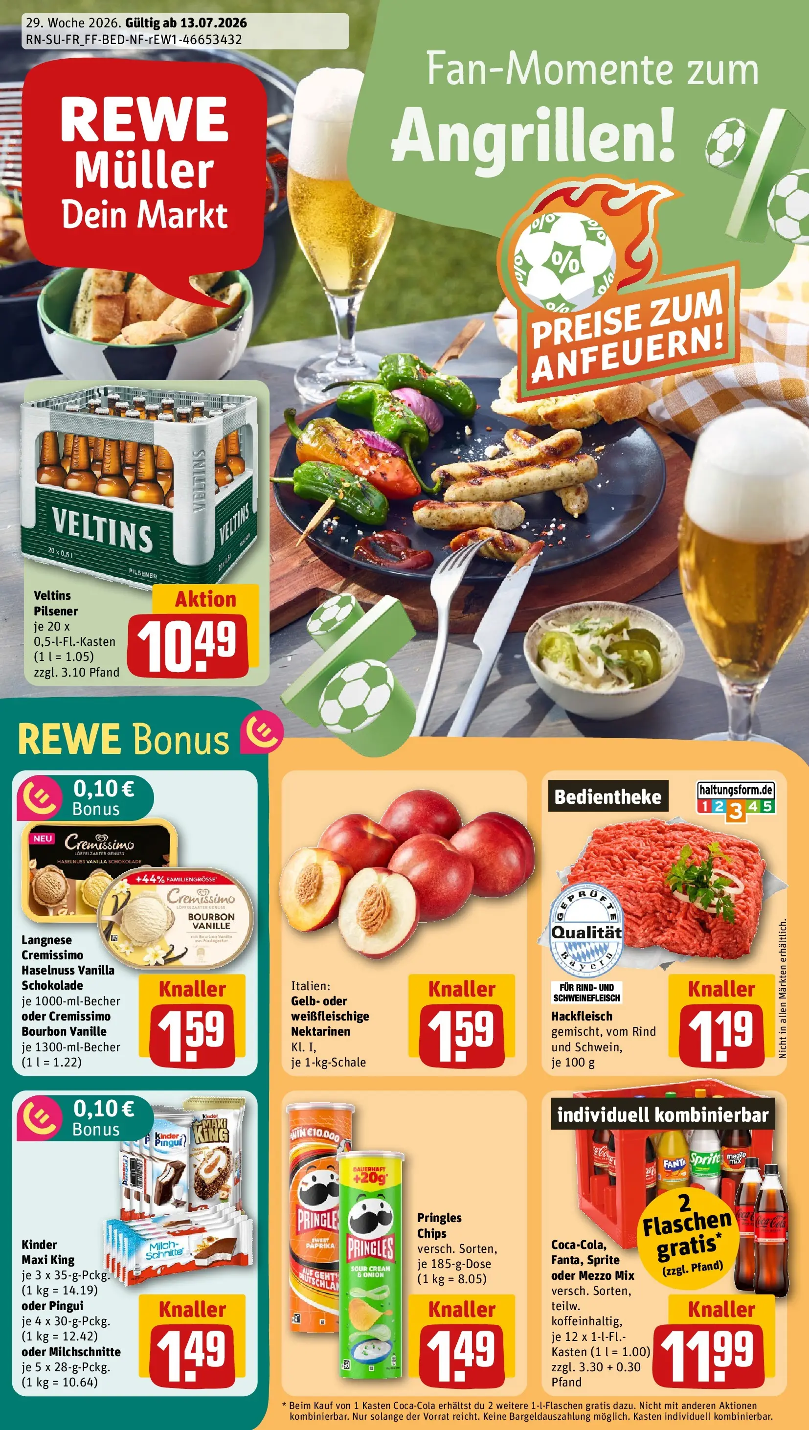 REWE Prospekt ab 13.07.2026 zum Blättern » Angebote | Seite: 1 | Produkte: Schokolade, Paprika, Oder mezzo mix, Chips