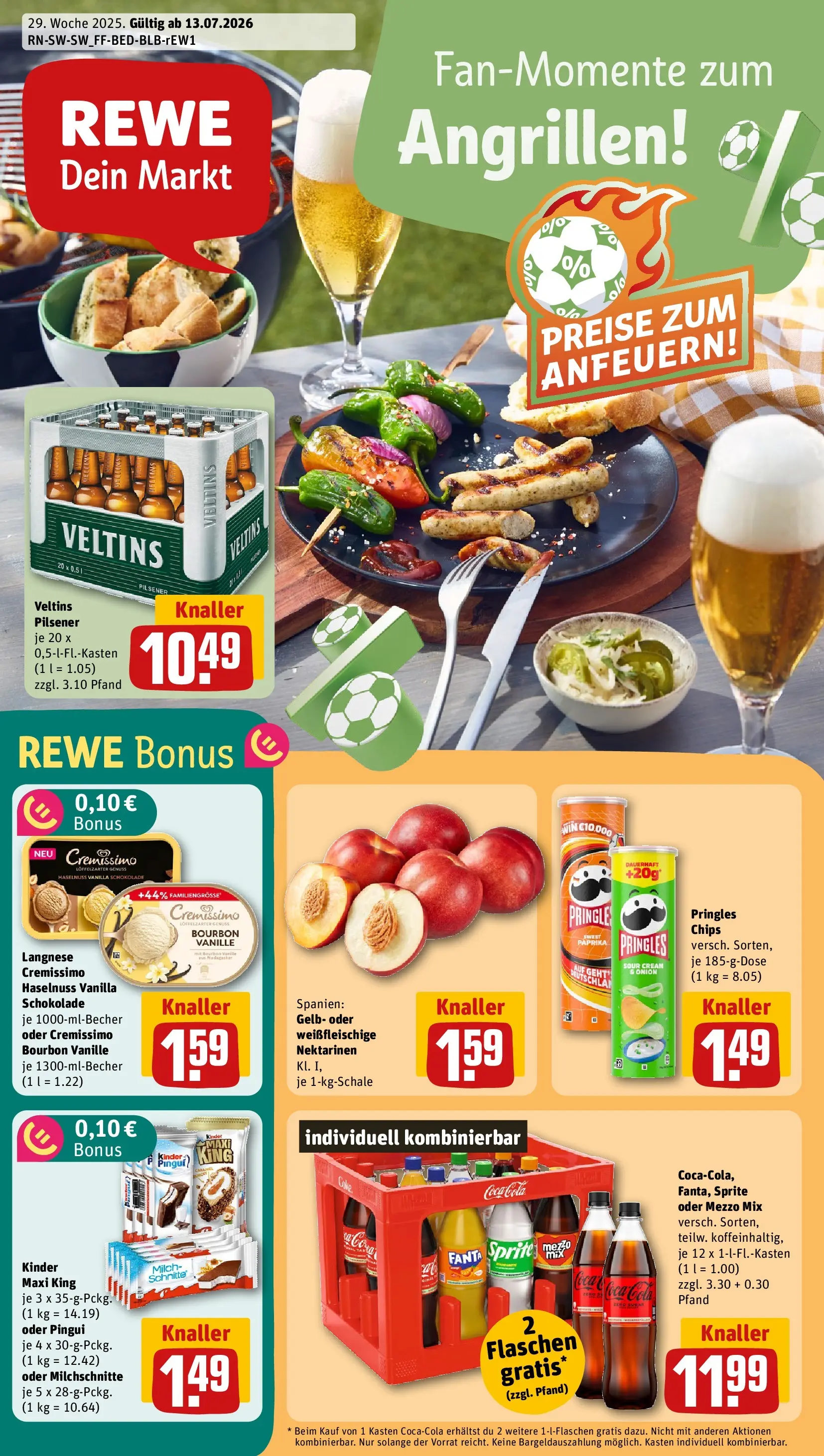 REWE Prospekt ab 13.07.2026 zum Blättern » Angebote | Seite: 1 | Produkte: Coca cola, Fanta, Pringles, Chips