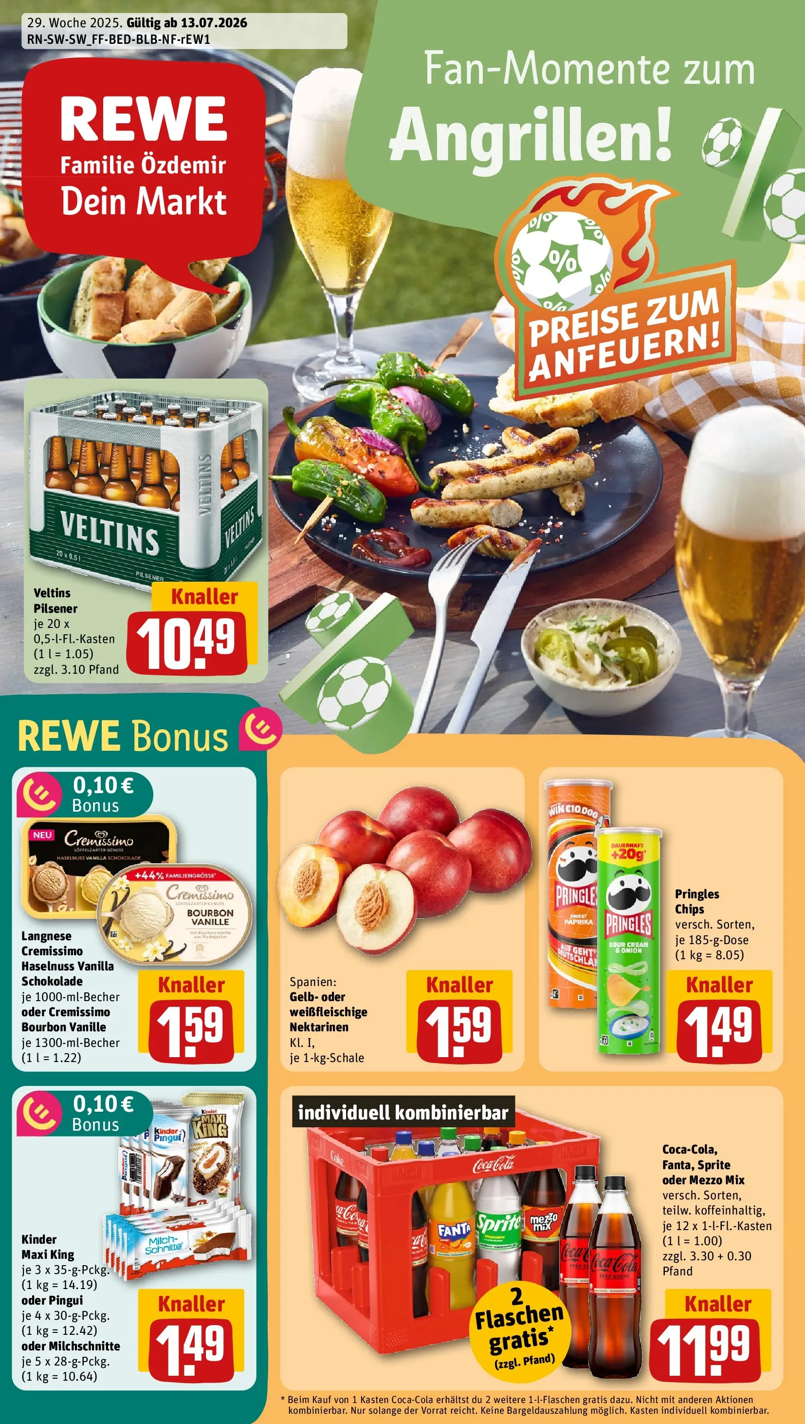 REWE Prospekt ab 13.07.2026 zum Blättern » Angebote | Seite: 1 | Produkte: Mezzo mix, Sprite, Milch, Schokolade